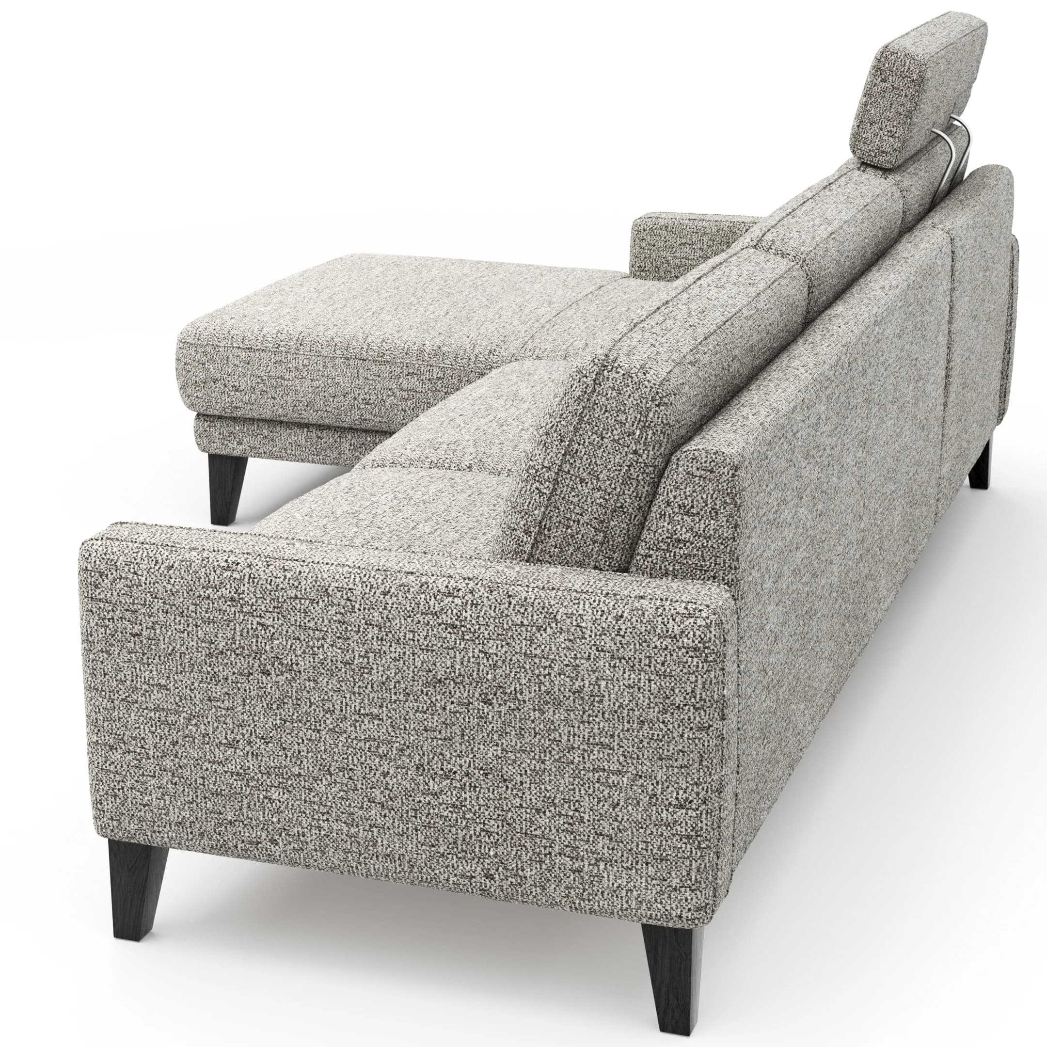 Ecksofa Matero - Longchair + 2,5-Sitzer rechts inkl. Relaxfunktion motorisch, Stoff, Graubeige