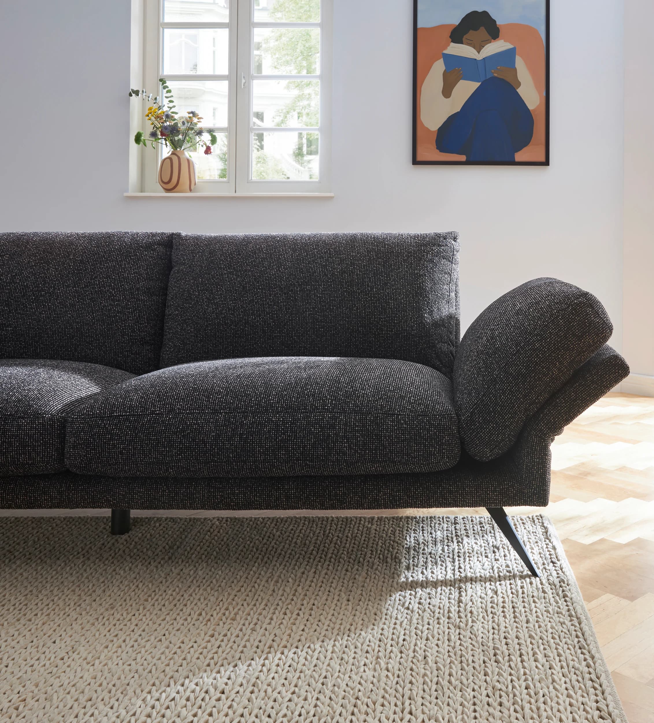 Sofa Valdemoro - 3-Sitzer, Stoff, Anthrazit