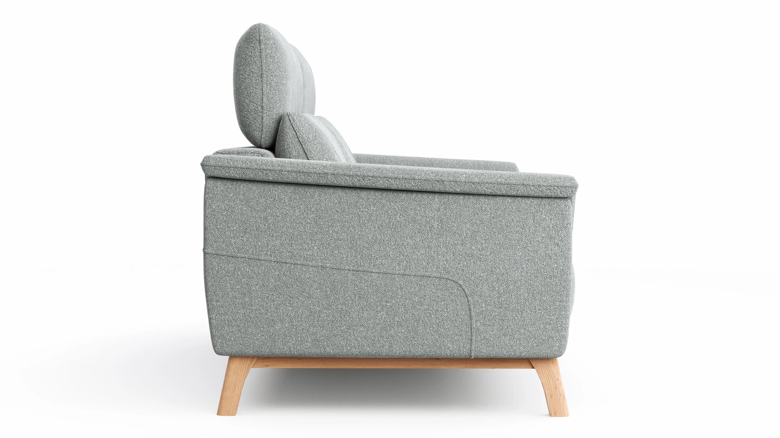 Sofa Nevin - 3-Sitzer inkl. Kopfpolsterverstellung, Stoff, Silbergrau