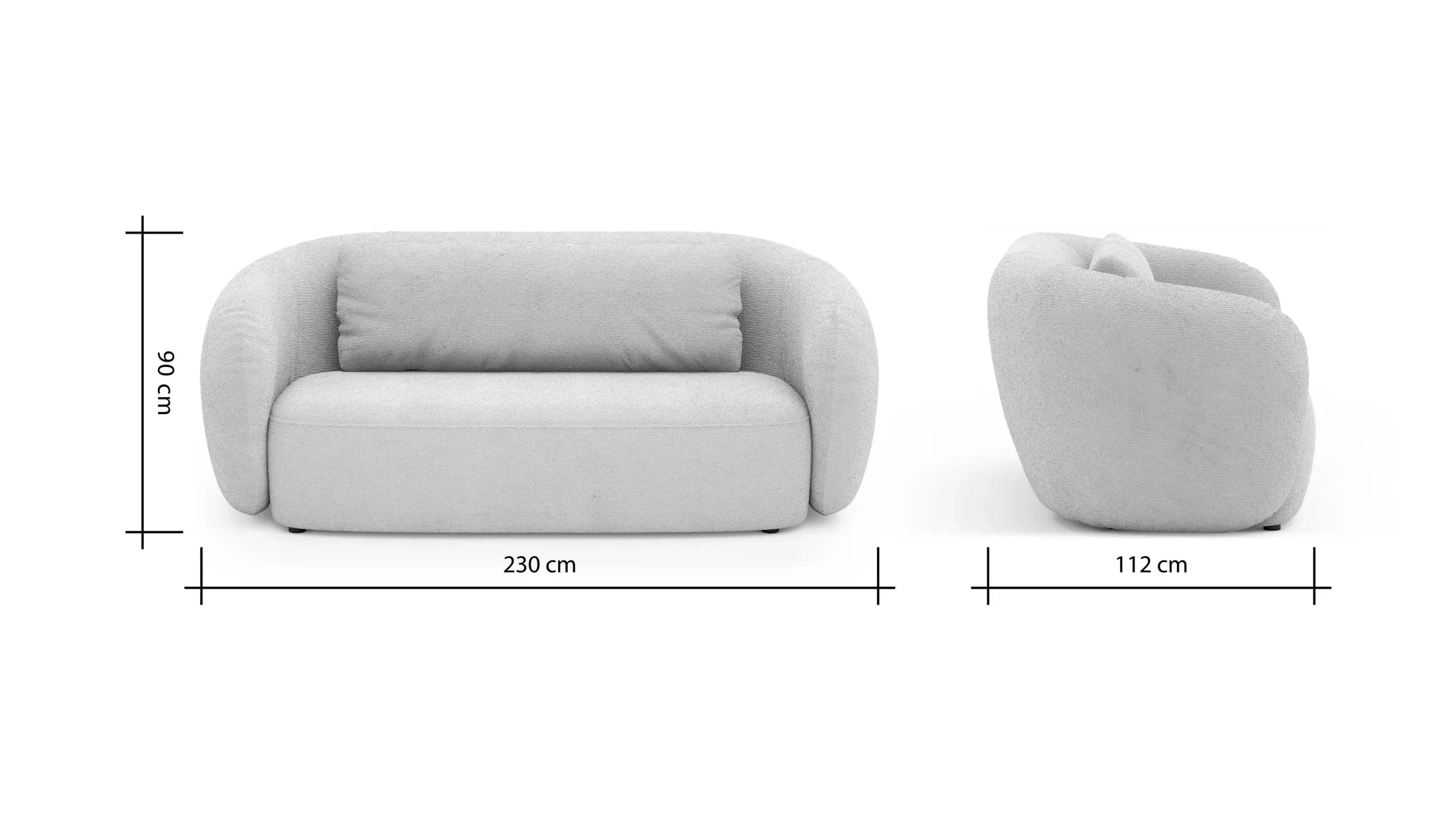 Sofa Karasu - 3-Sitzer, Stoff, Natur