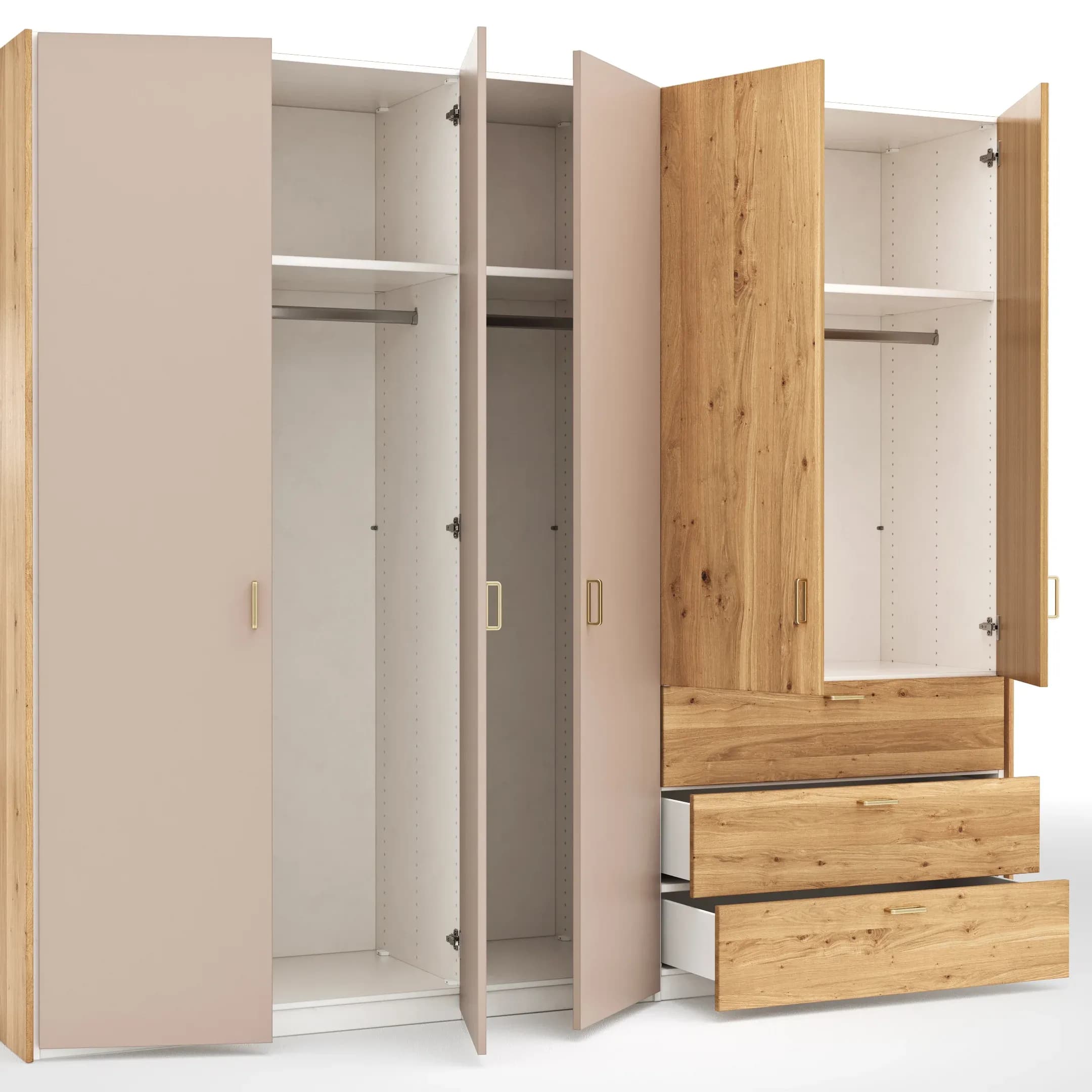 Drehtürenschrank Colorado - B. ca. 257cm, Nougat / Eiche furniert