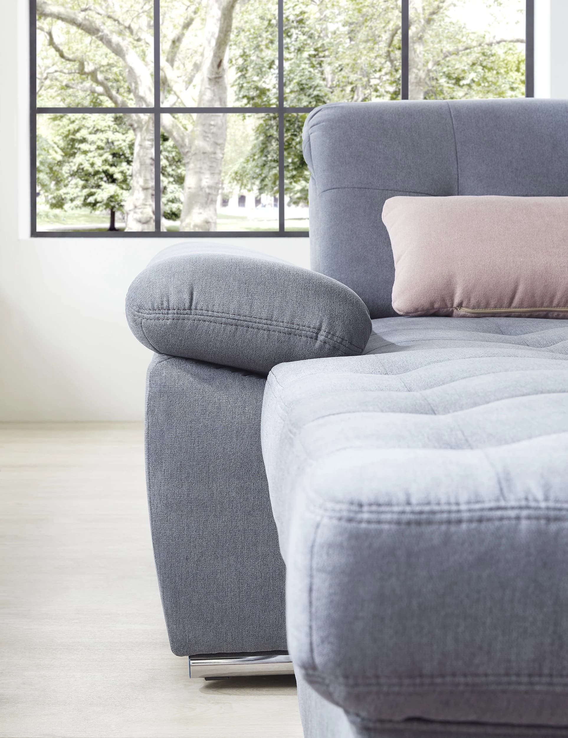 Wohnlandschaft - Longchair links, 3-Sitzer, Ecke rechts inkl. Schlaffunktion, Bettkasten, 