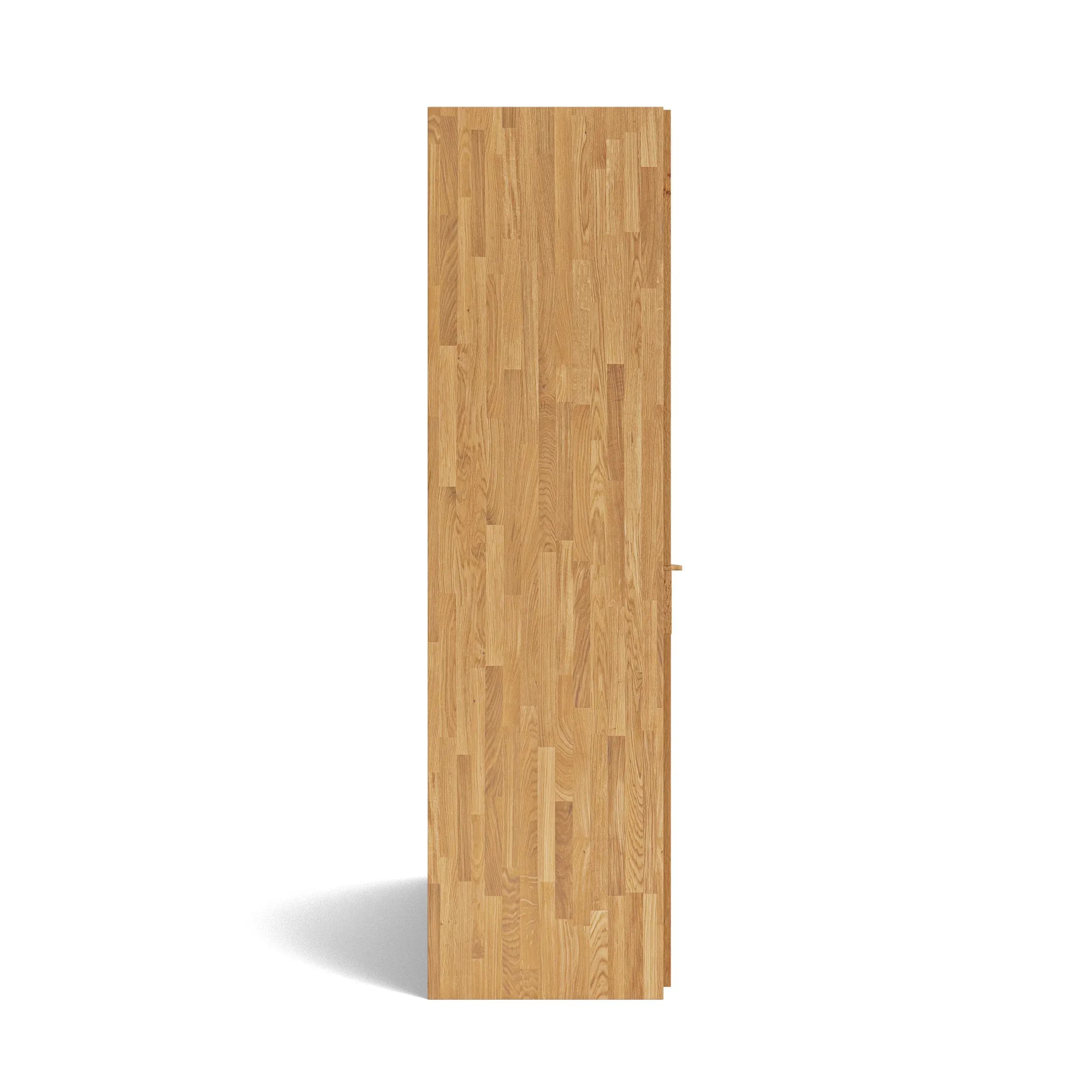 Drehtürenschrank Baltimore - B ca. 244 cm, Wildeiche massiv, Glas Cremeweiß matt