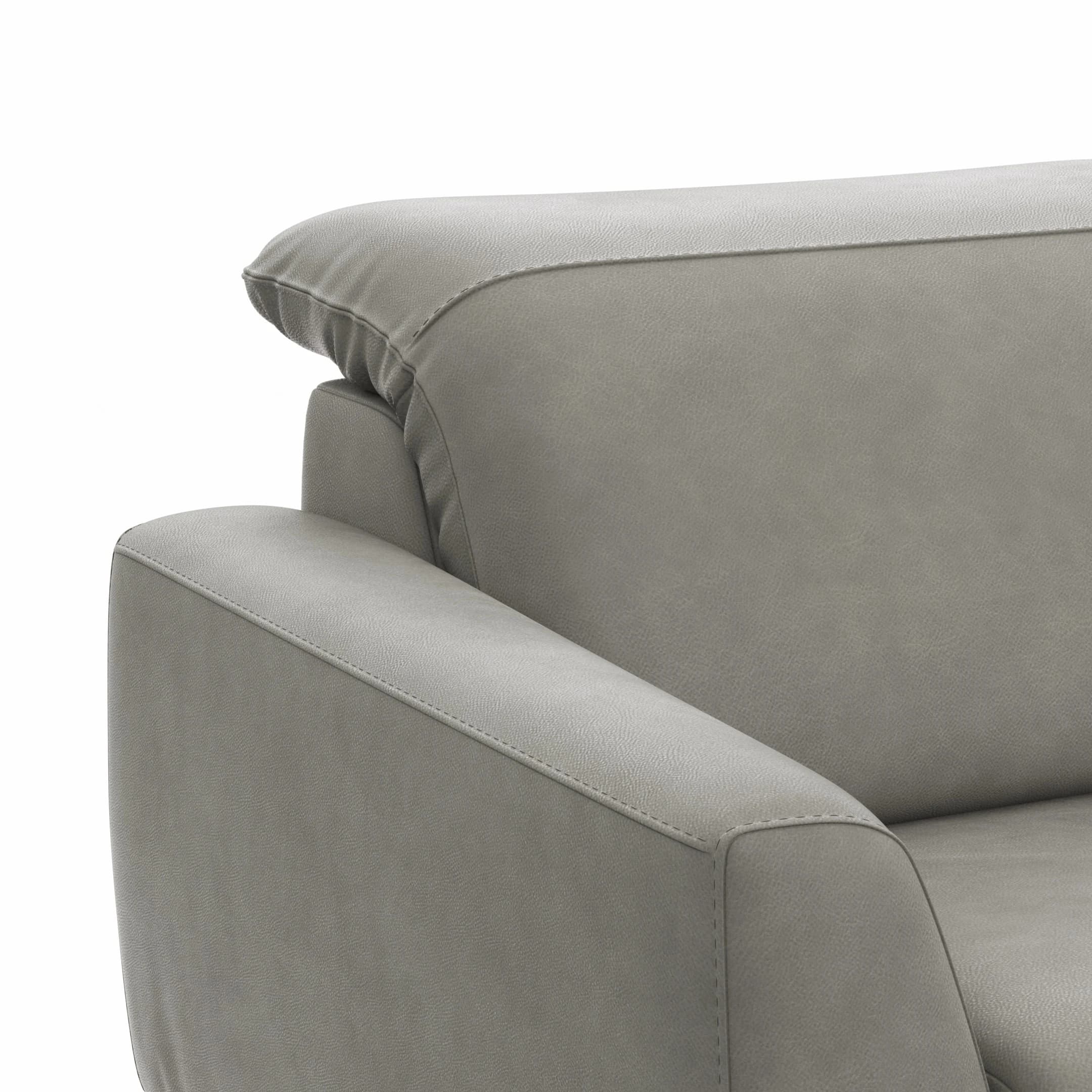 Sofa Tulsa KV - 3-Sitzer, inkl. Sitzvorzug (motorisch) und Kopfteilverstellung, Leder, Graubeige