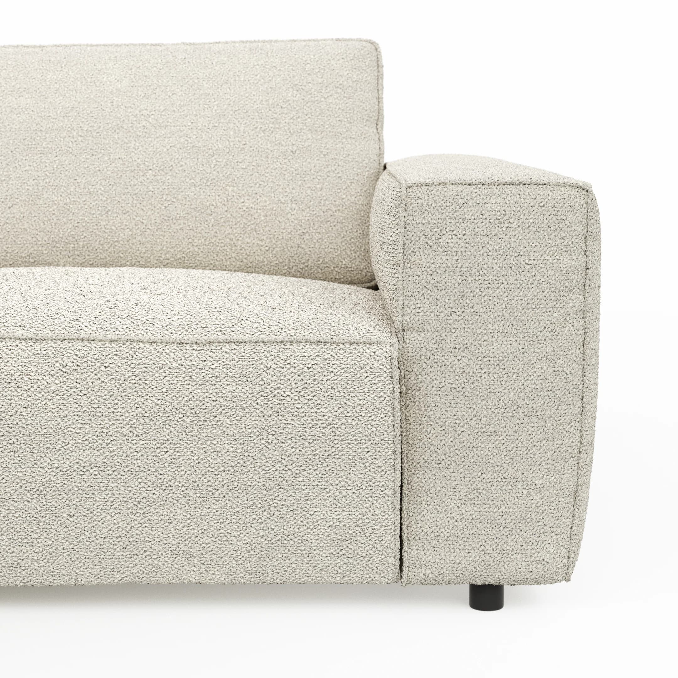 Ecksofa Lilaia - 1,5-Sitzer Tief, Ecke, 2-Sitzer rechts, Stoff, Creme