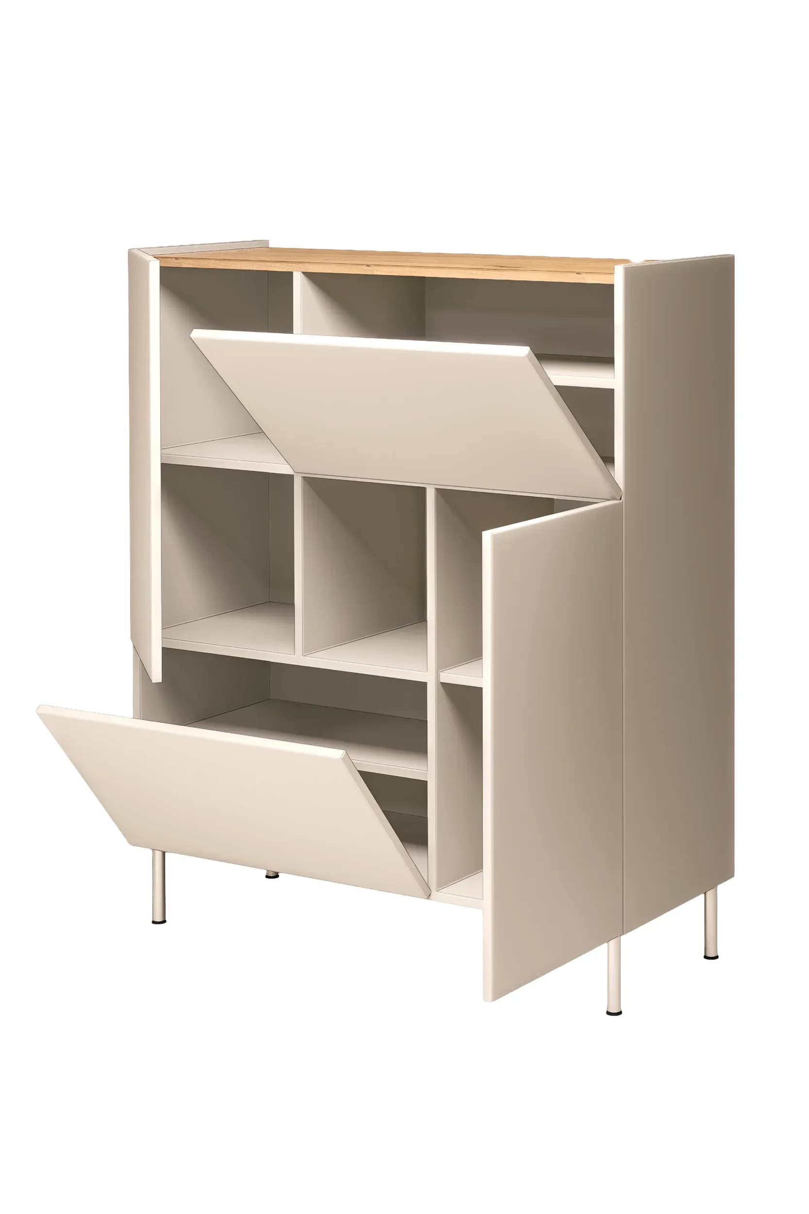 Highboard - Kaschmir, Absetzung Eiche Bianco
