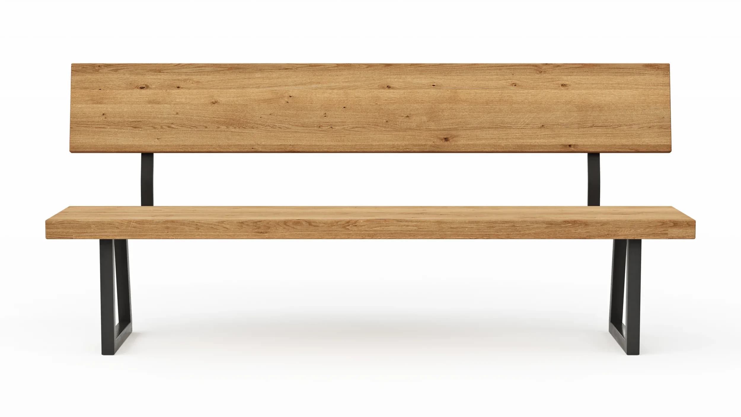 Holzbank Clifton - mit Rückenlehne, Breite ca. 200cm, Zerreiche massiv, natur