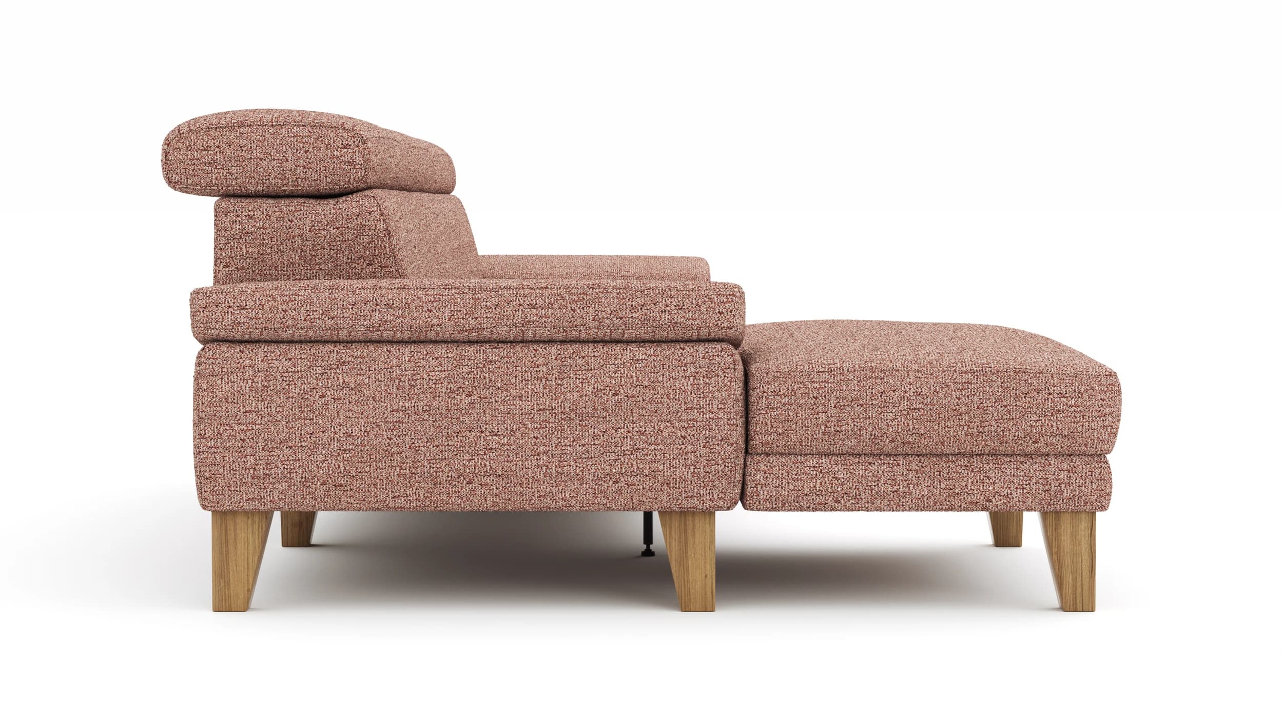 Ecksofa Hudson - Longchair links mit 2,5-Sitzer, inkl. Kopfteil/Armlehne verstellbar und Relaxfunktion (motorisch), Stoff, Kupfer