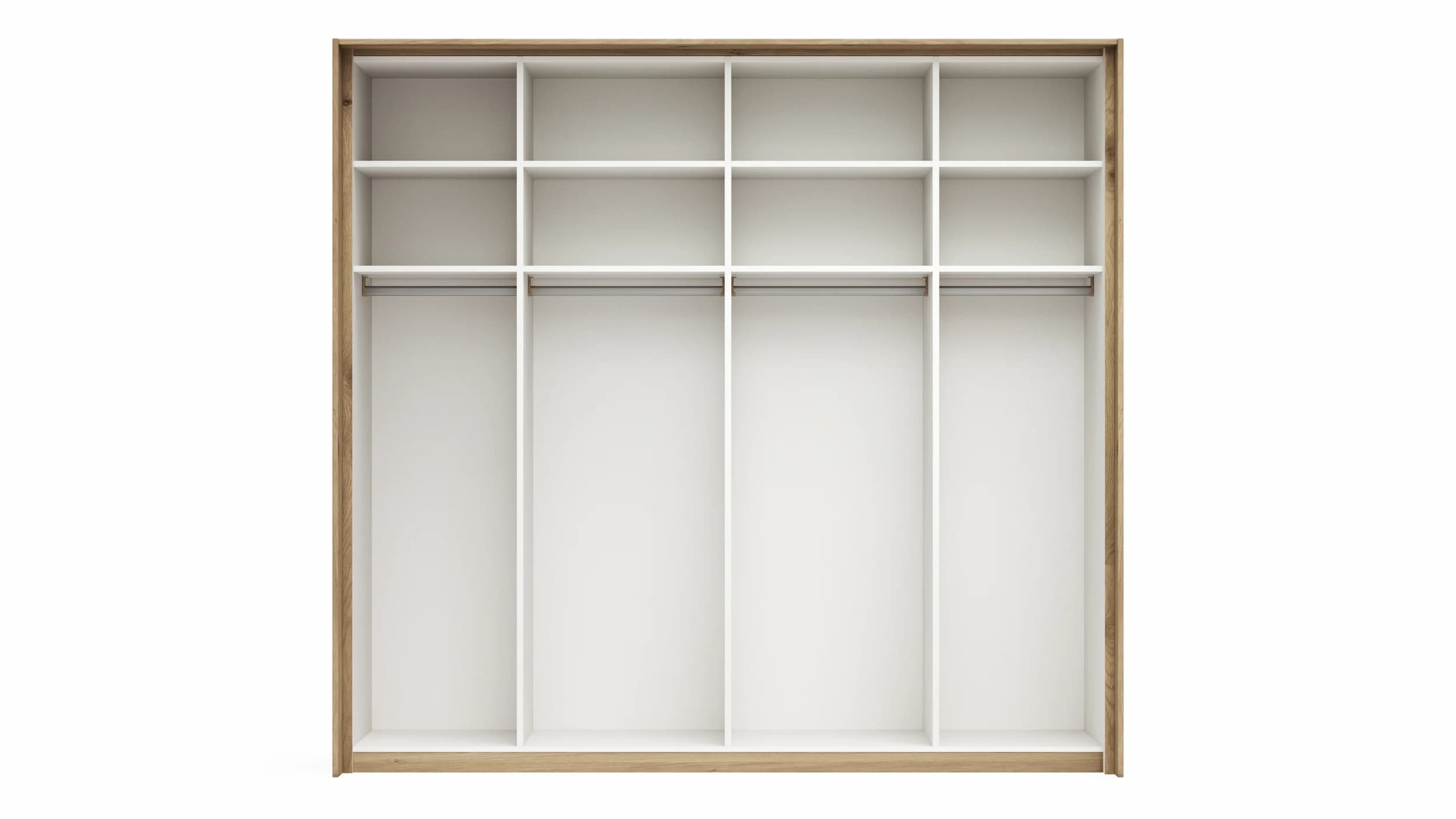 Schwebetürenschrank Viana - B ca. 218 cm, Furnier, Balkeneiche, Hellgrau