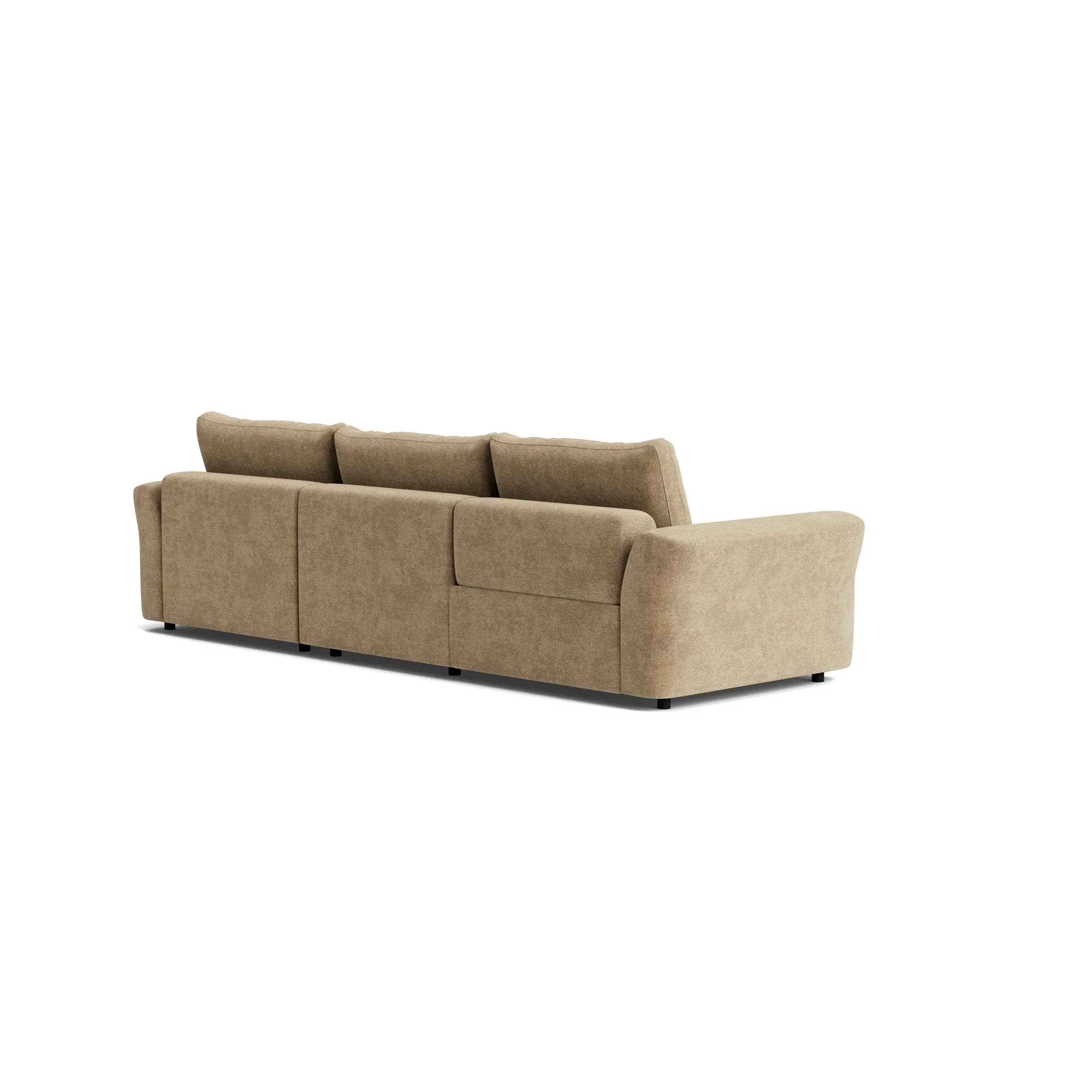 Ecksofa Almeria - 2-Sitzer mit Longchair rechts, Stoff, Hellbraun