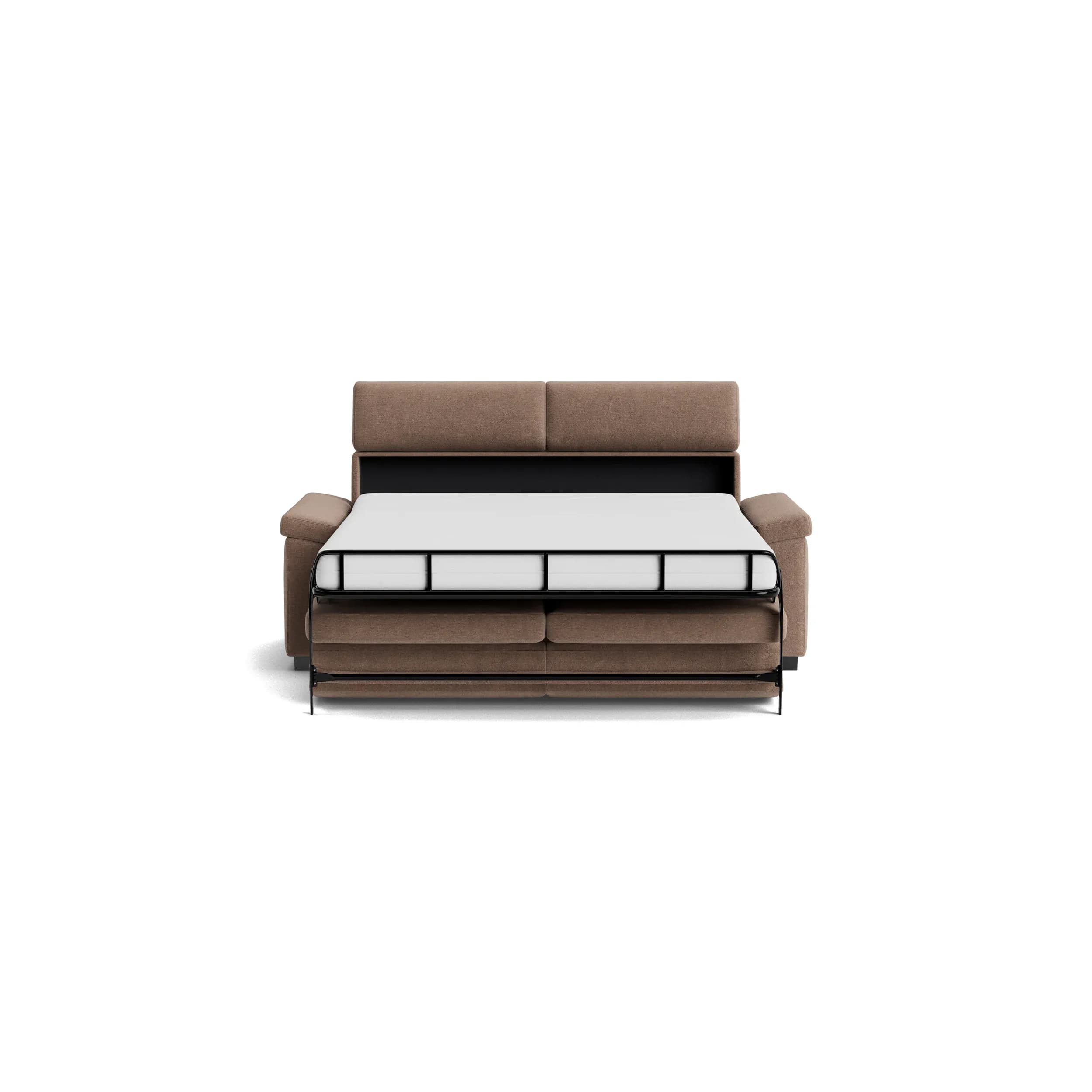 Sofa Lakeville 3 - inkl. Schlaffunktion und Kopfstütze verstellbar, Stoff, Haselnuss