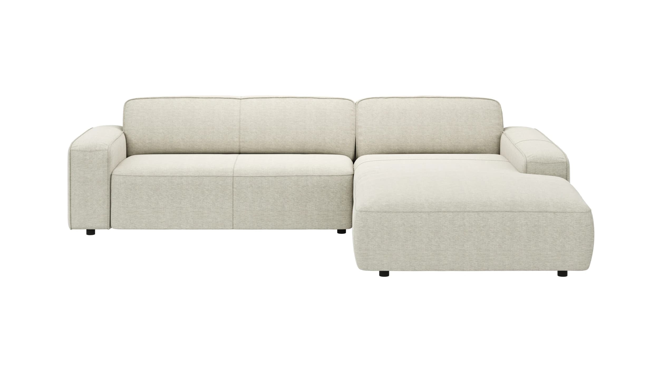 Ecksofa Denver - 2,5-Sitzer mit Longchair rechts, Stoff, Natur