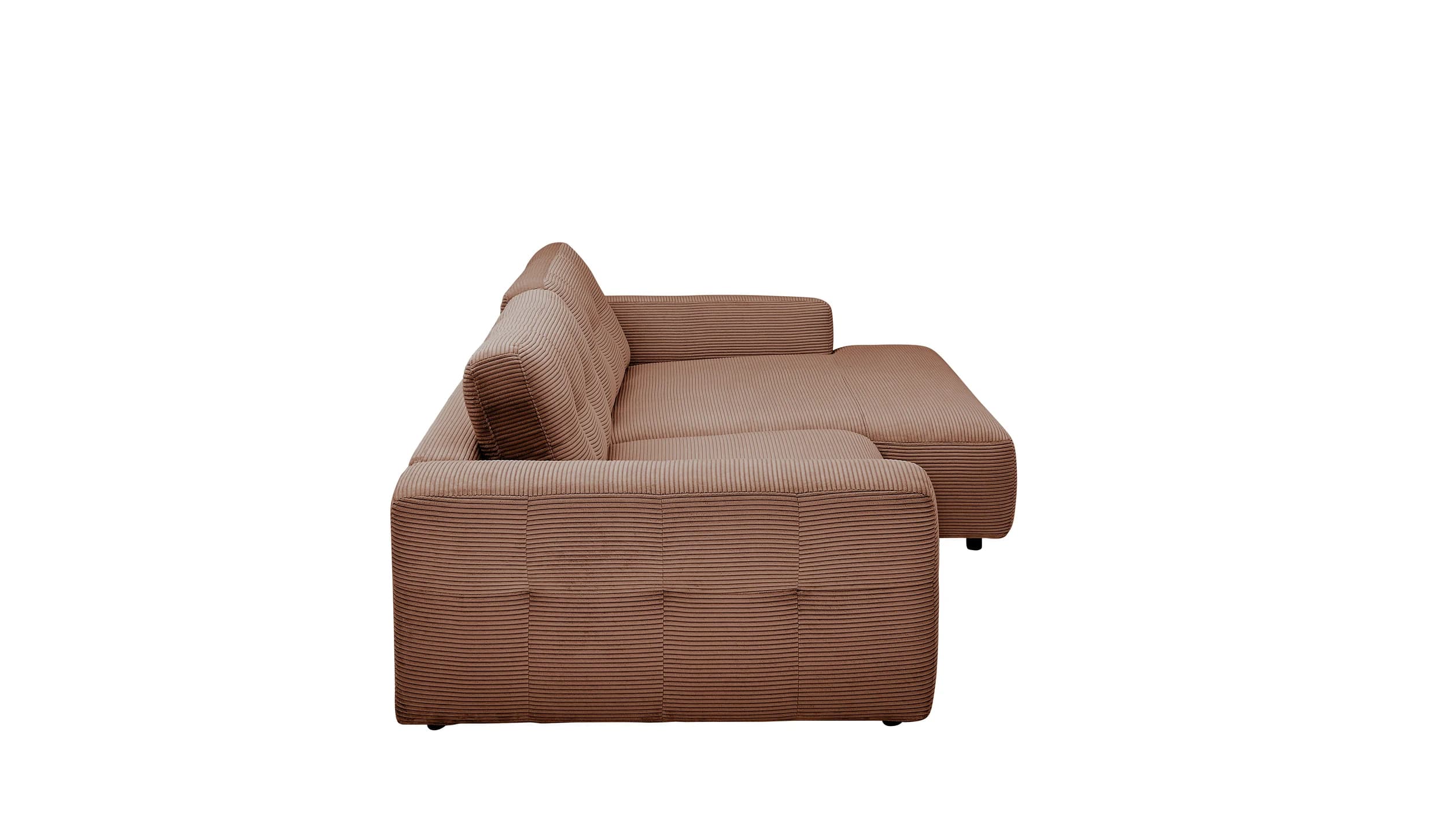 Ecksofa - 1,5-Sitzer mit Longchair rechts, Cord, Hellbraun