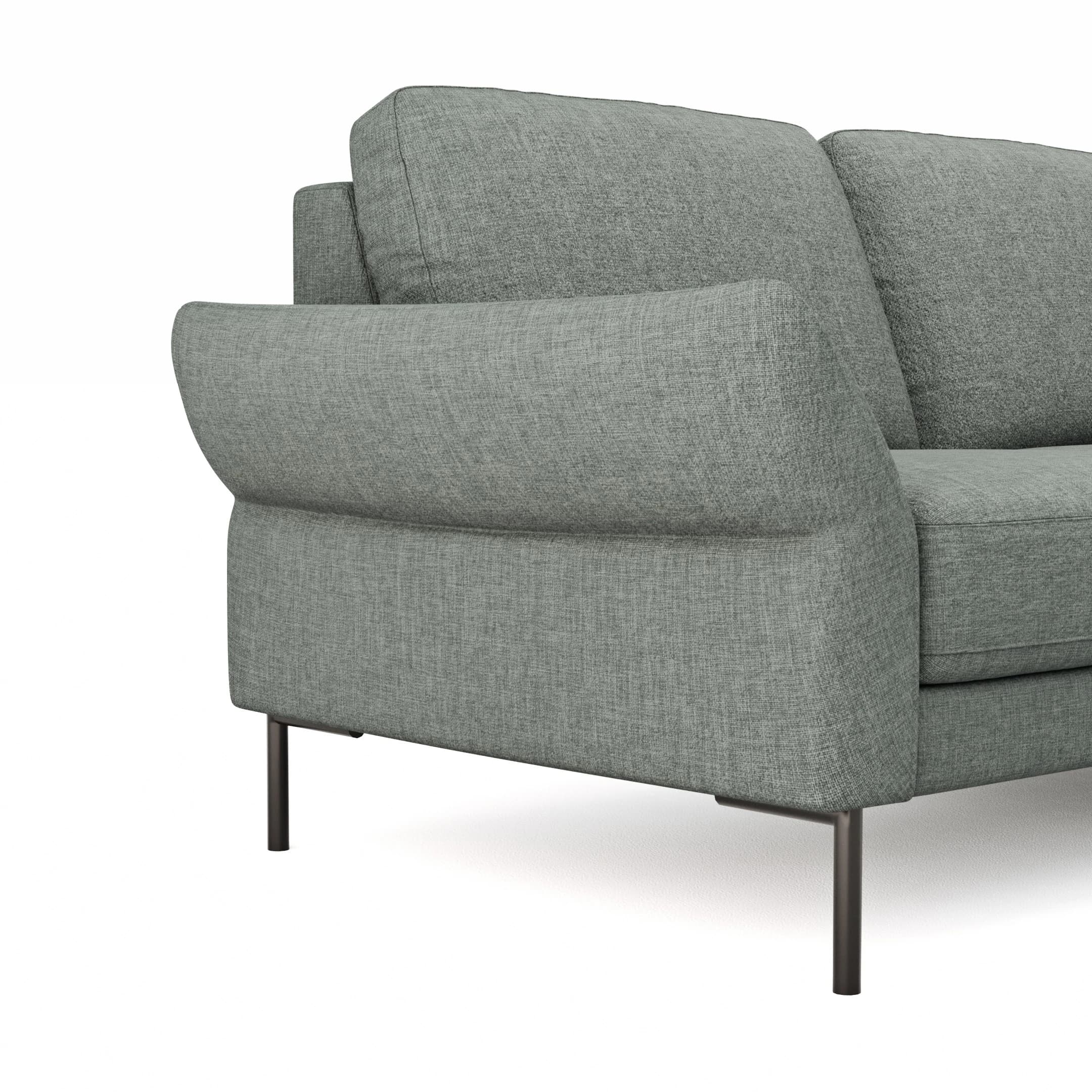 Ecksofa Rockport A - 2,5-Sitzer mit Ecke rechts, inkl. Sitzauszug (motorisch) und Armlehne klappbar, Stoff, Eisblau