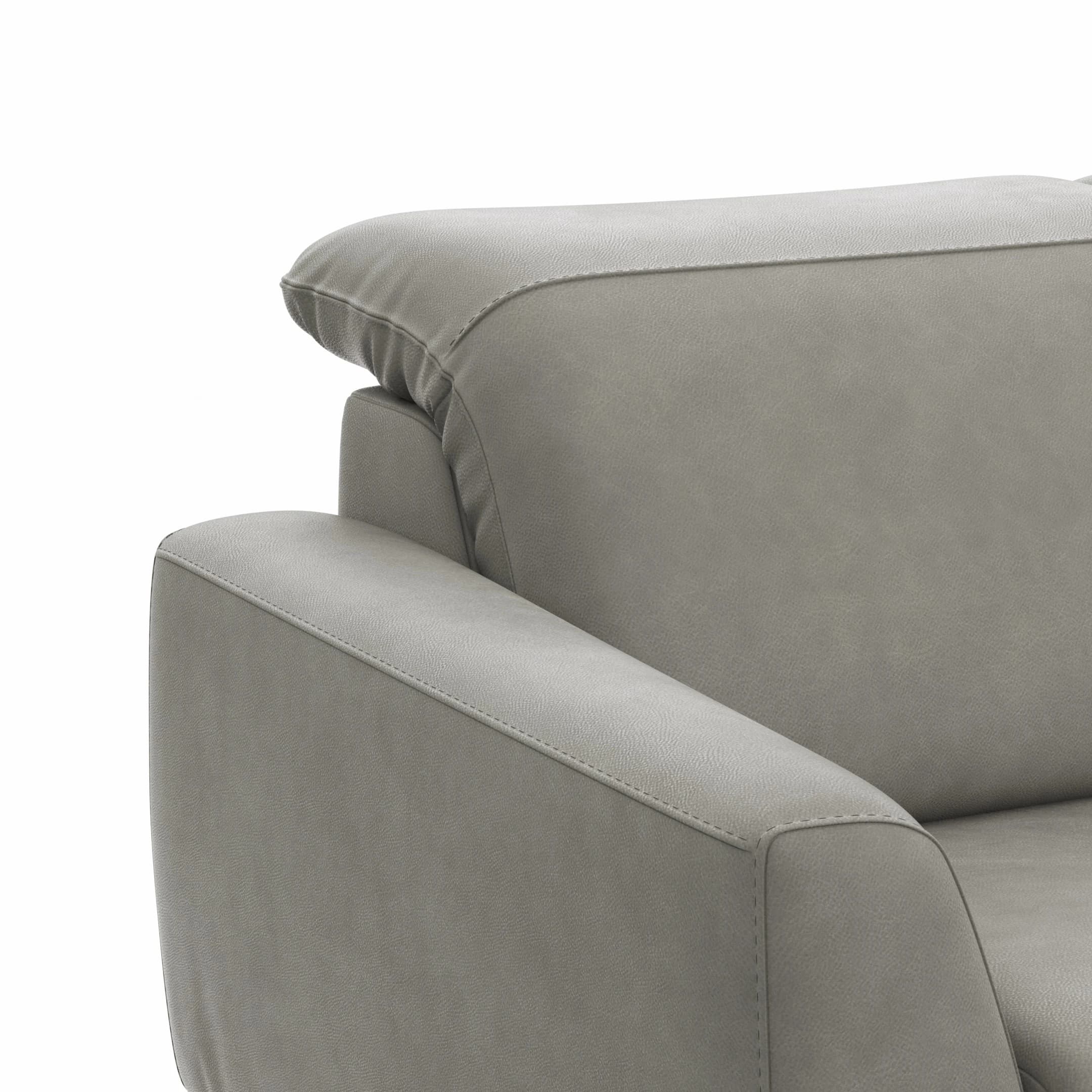 Sofa Tulsa KV - 2,5-Sitzer, inkl. Kopfteilverstellung, Leder, Graubeige