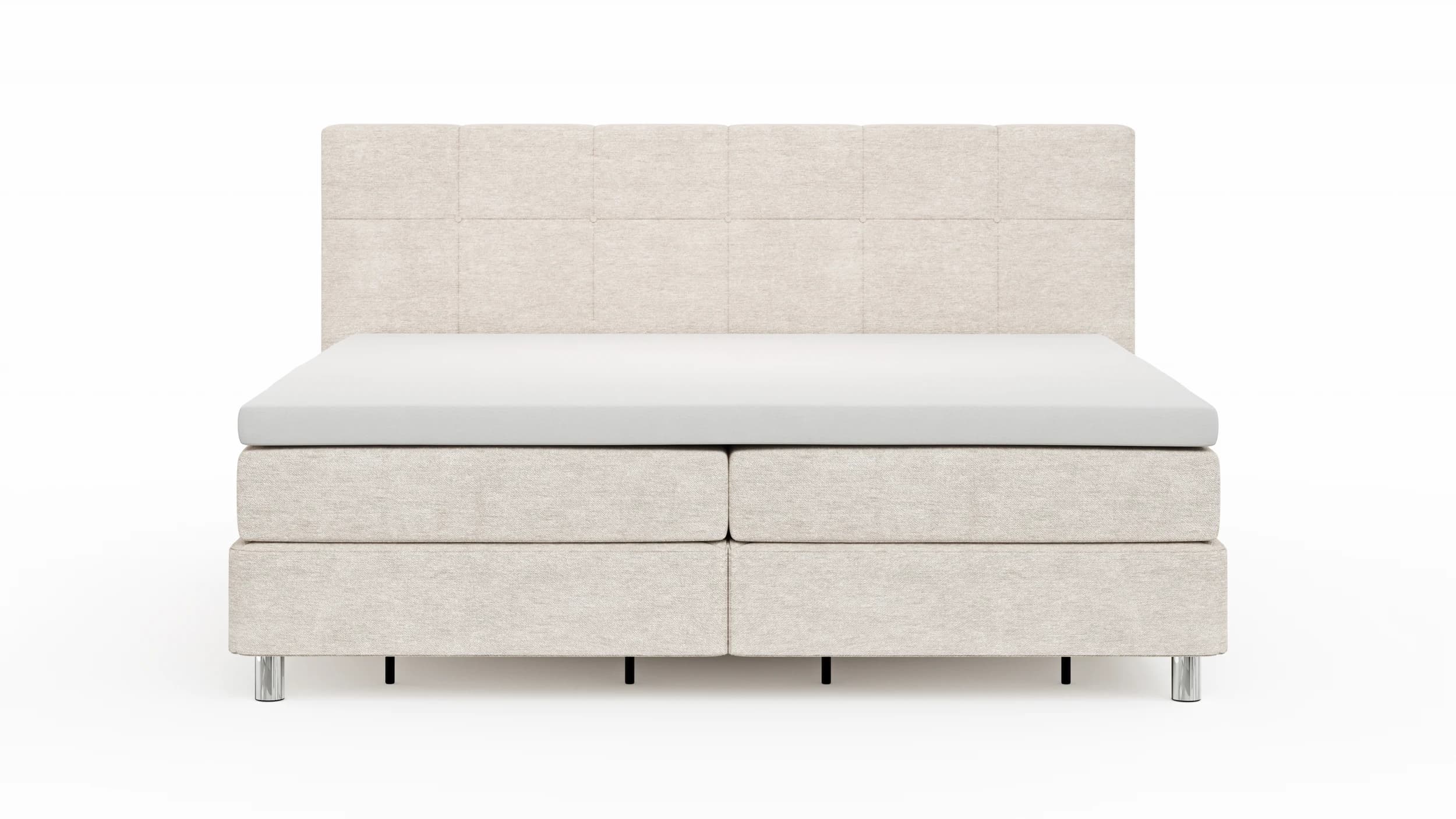 Boxspringbett Alpin - Liegefläche 200x200cm, Stoff, Graubeige