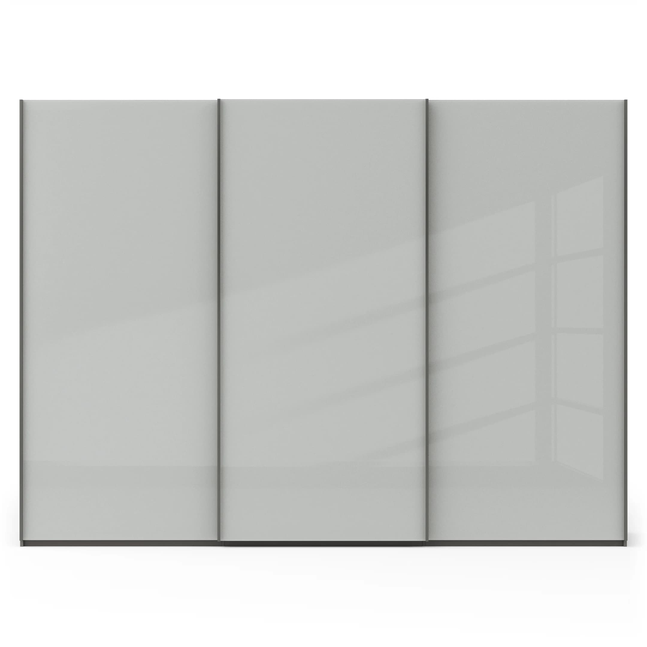 Schwebetürenschrank Marbella - B ca. 300 cm, Glas, Weiß