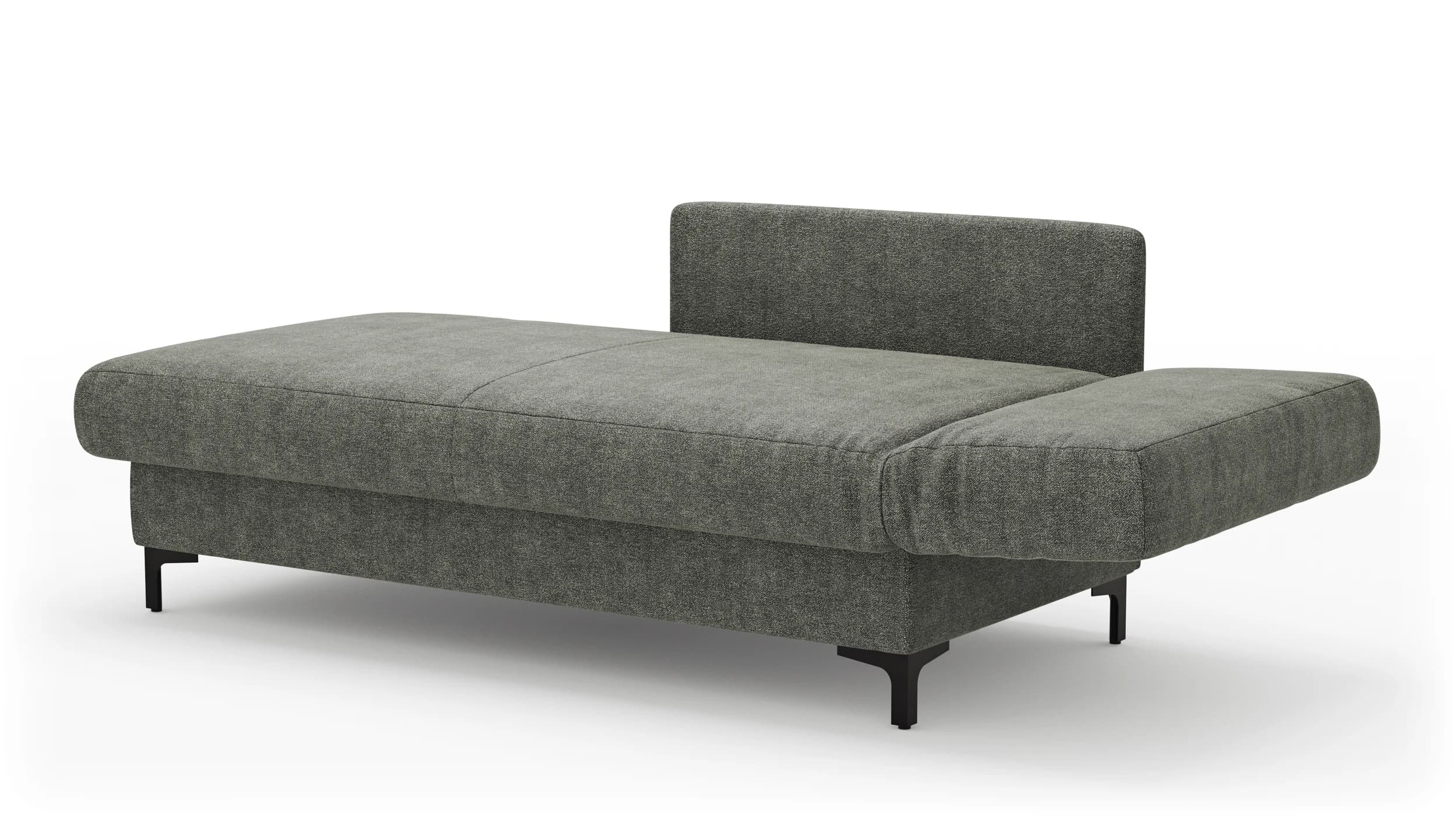 Schlafsofa Verano - Ausrichtung rechts inkl. Schlaffunktion und Bettkasten, Stoff, Grün