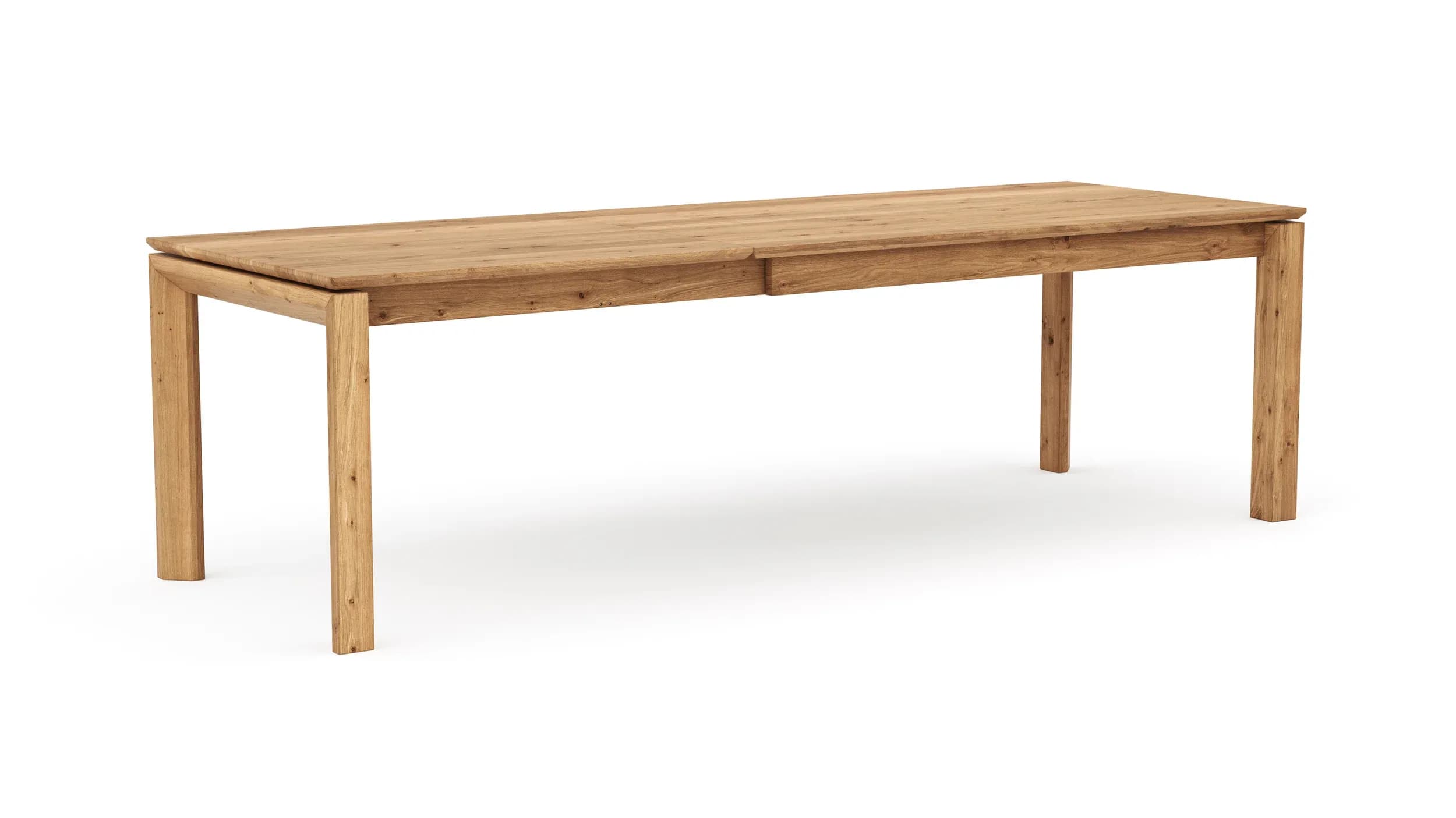 Esstisch Farmingdale - ausziehbar, Platte mit schräger Kante, LB ca. 160x90 cm, Eiche massiv, natur geölt