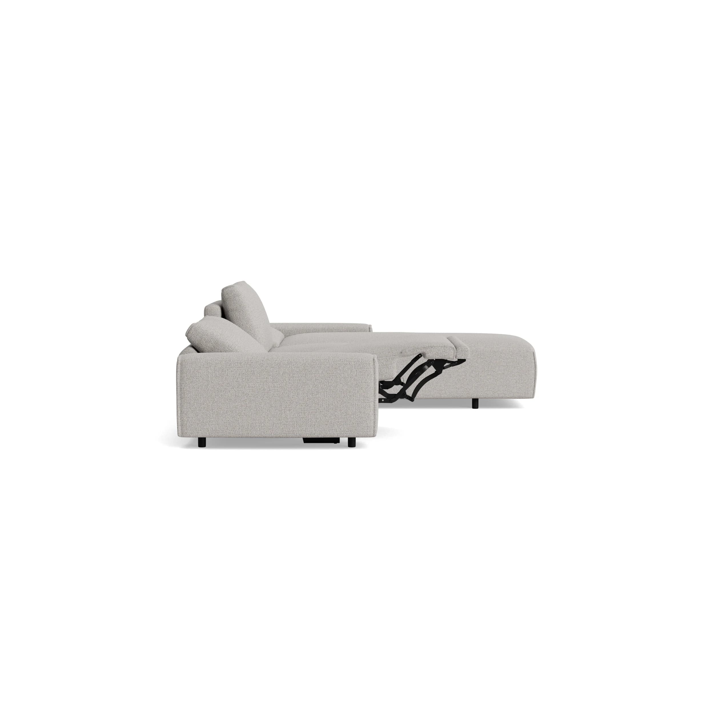 Ecksofa Serava - 2,5-Sitzer mit Longchair rechts, inkl. Relaxfunktion, Stoff, Grau