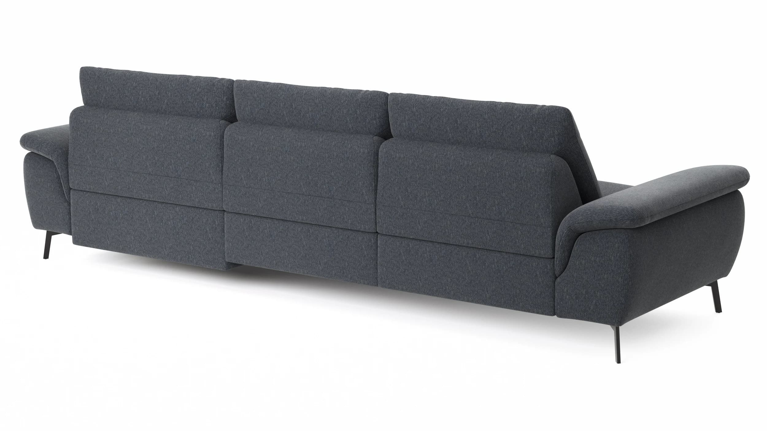 Ecksofa Gotera - 1,5-Sitzer med. + 1,5-Sitzer med. mit Longchair rechts inkl. Rückenlehne verstellbar, Stoff, Anthrazit
