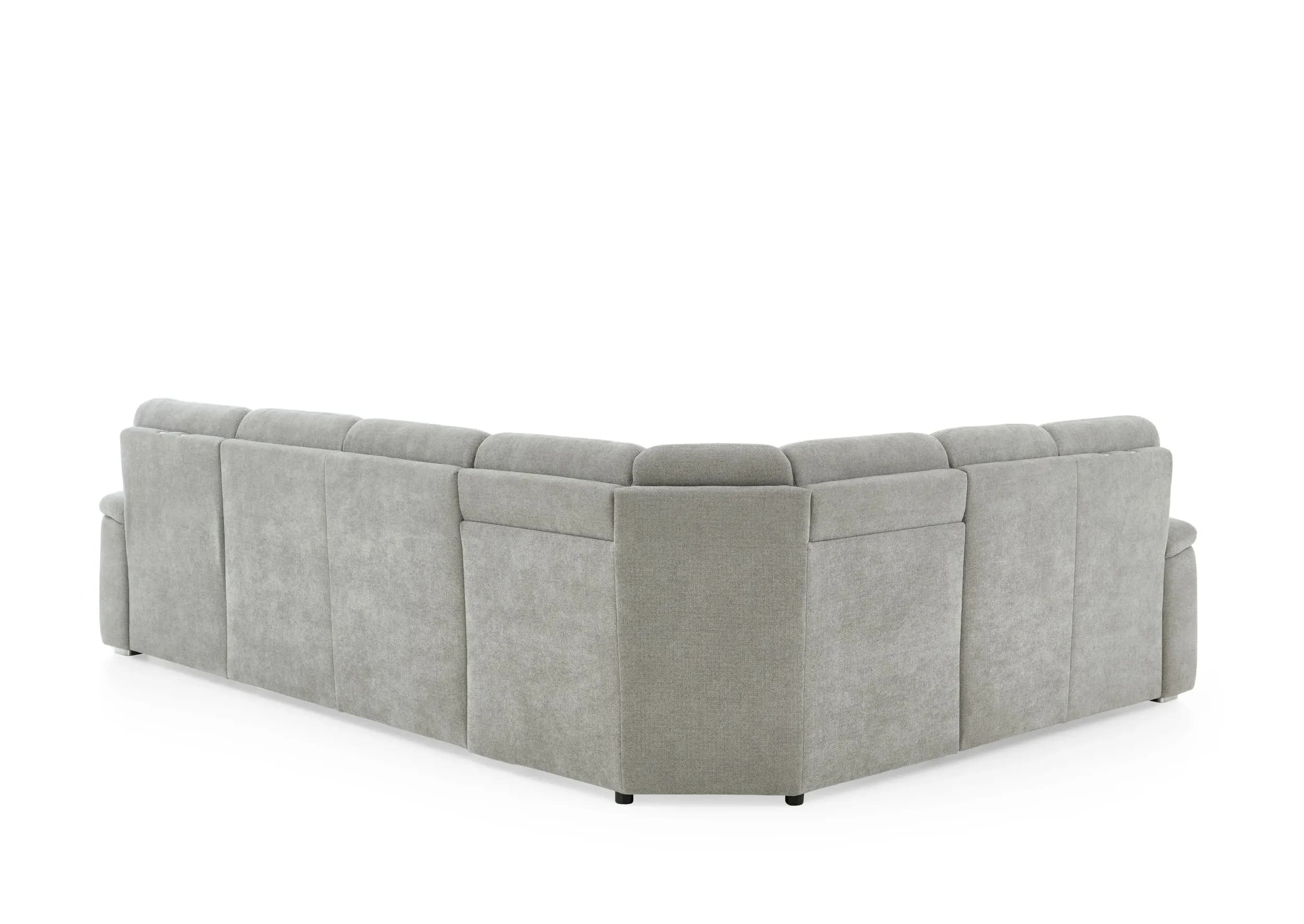 Wohnlandschaft - Ecke links mit 2,5-Sitzer und Longchair rechts, Stoff Alufarben