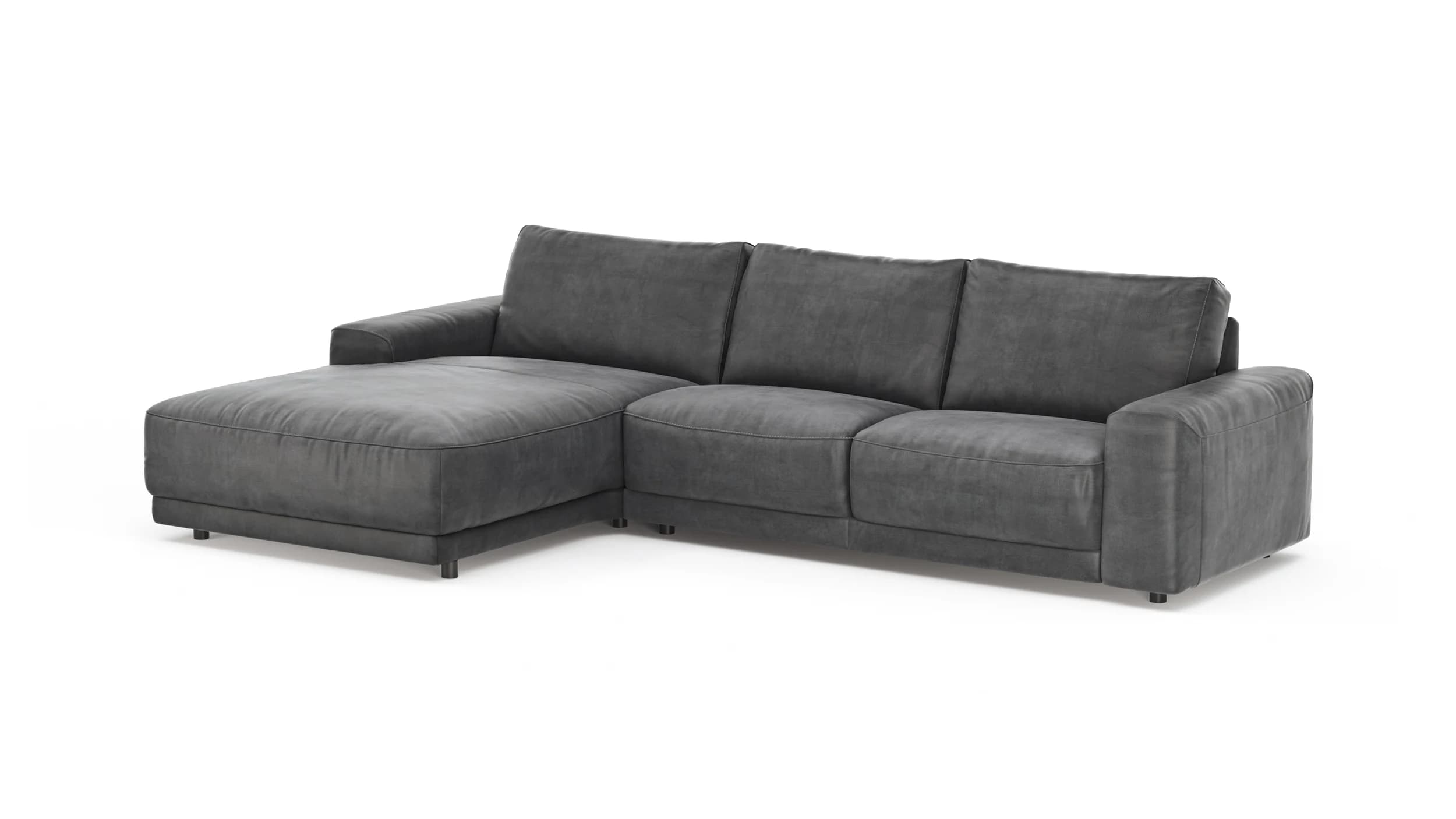 Ecksofa Balok - Longchair groß links mit 2,5-Sitzer, Stoff, Anthrazit