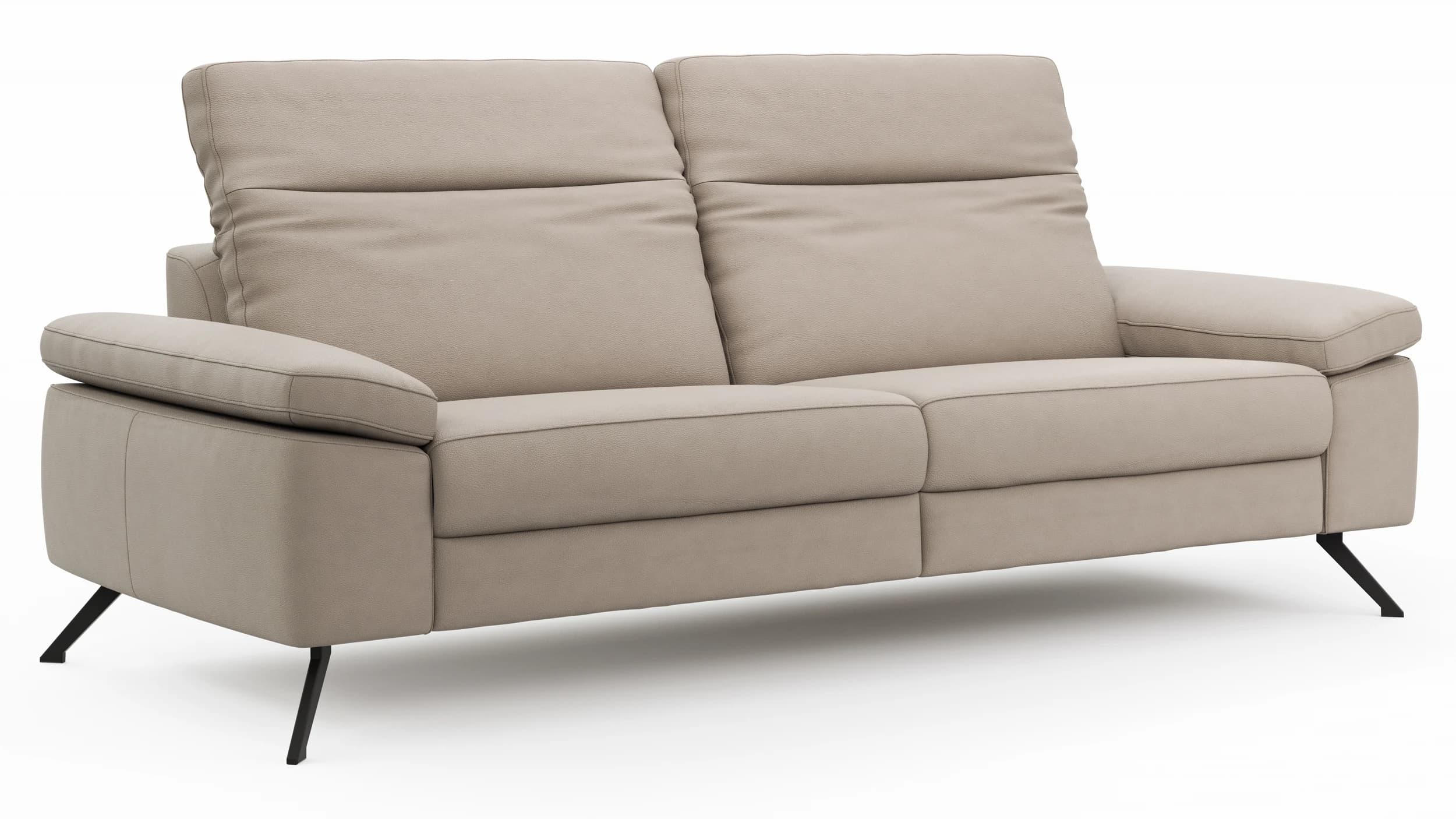 Sofa Rafaela 2.0 - 3-Sitzer inkl. Kopfteil verstellbar, Leder, Champagner