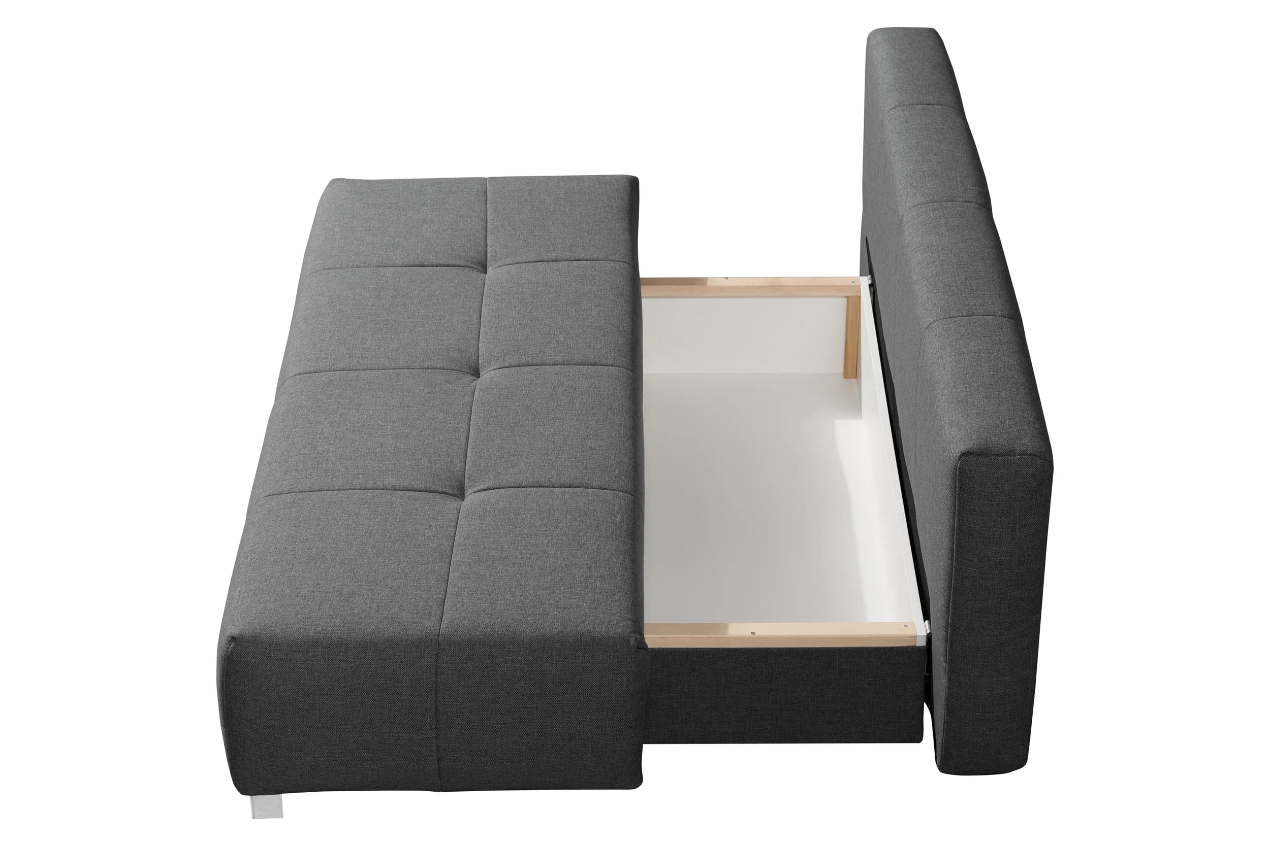 Querschläfer - Schlaffunktion mit Bettkasten, Stoff, Anthrazit