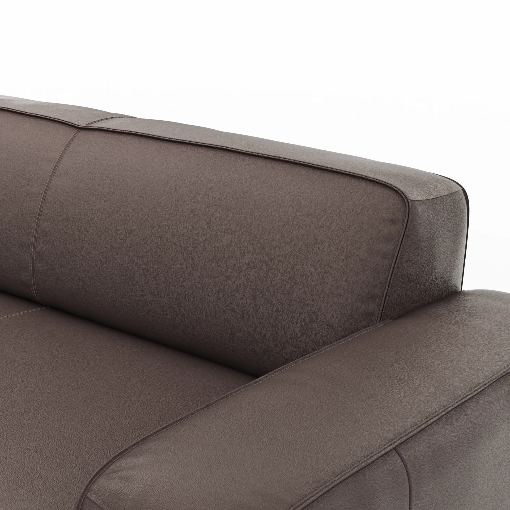 Ecksofa Denver - Longchair links, groß mit 2,5-Sitzer, Leder, Mocca