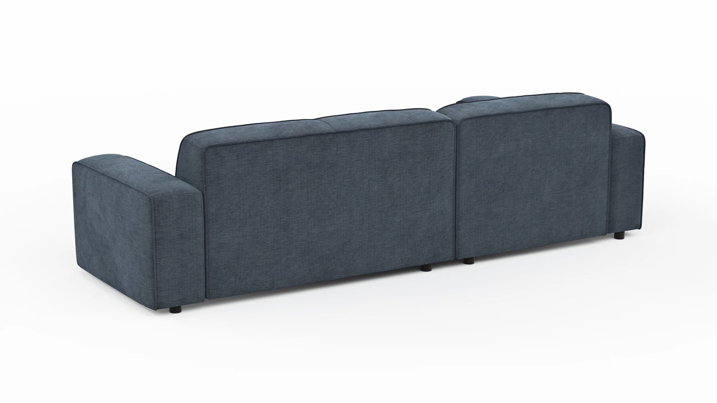 Ecksofa Denver - Longchair links mit 2-Sitzer, Stoff, Blau