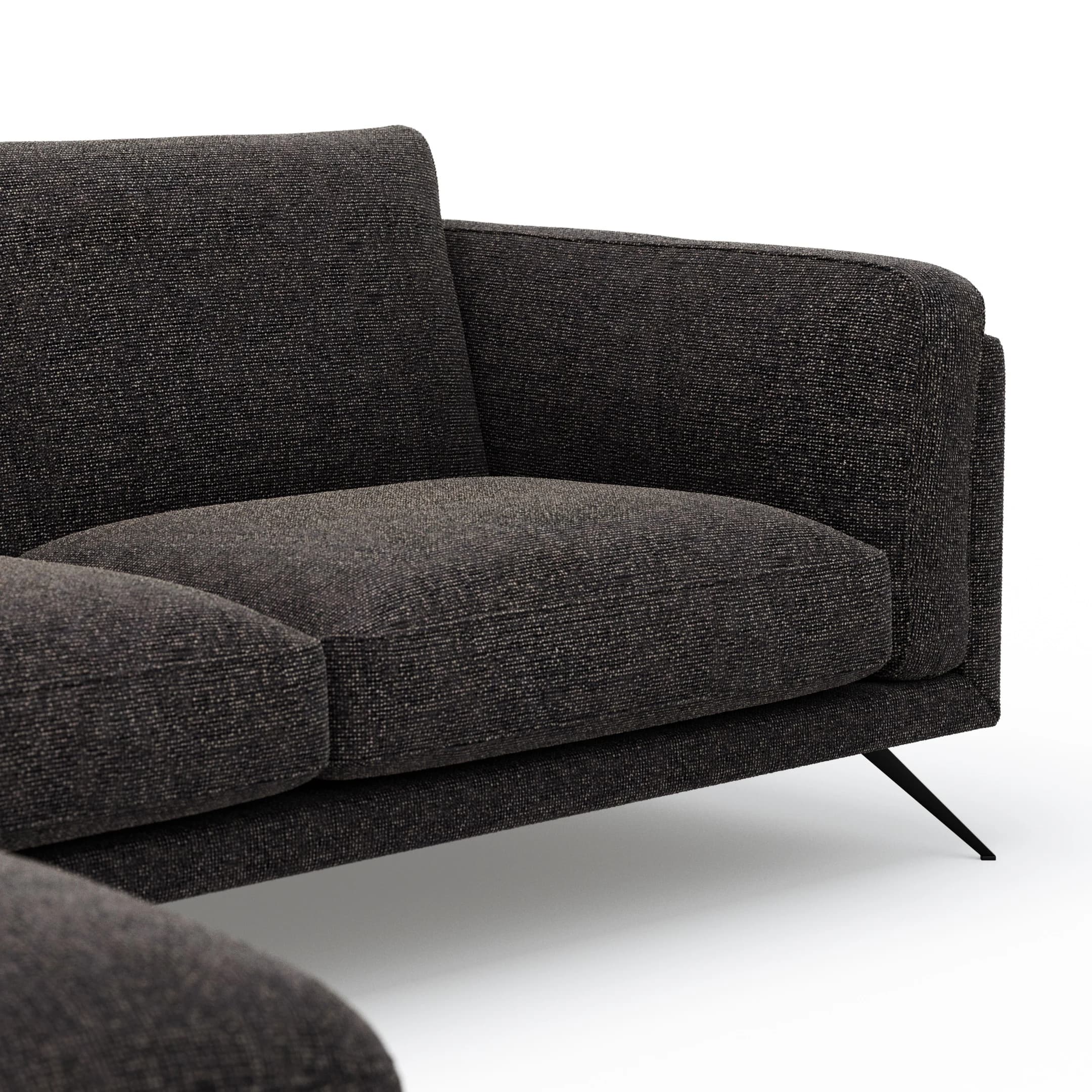 Ecksofa Valdemoro - Longchair mit 2,5-Sitzer rechts inkl. Rückenlehne verstellbar, Stoff, Anthrazit