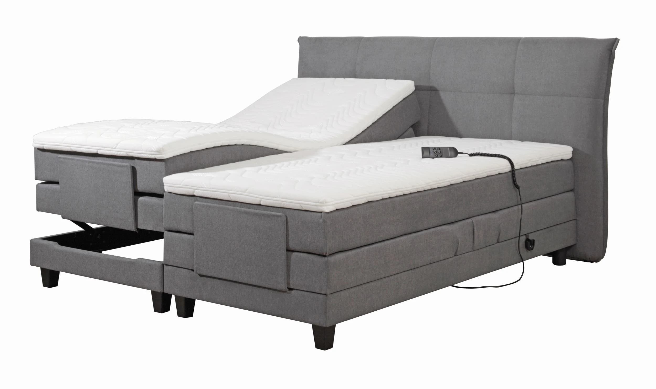 Boxspringbett - Liegefläche ca. 180x200 cm, motorische Verstellung, Stoff, Anthrazit 