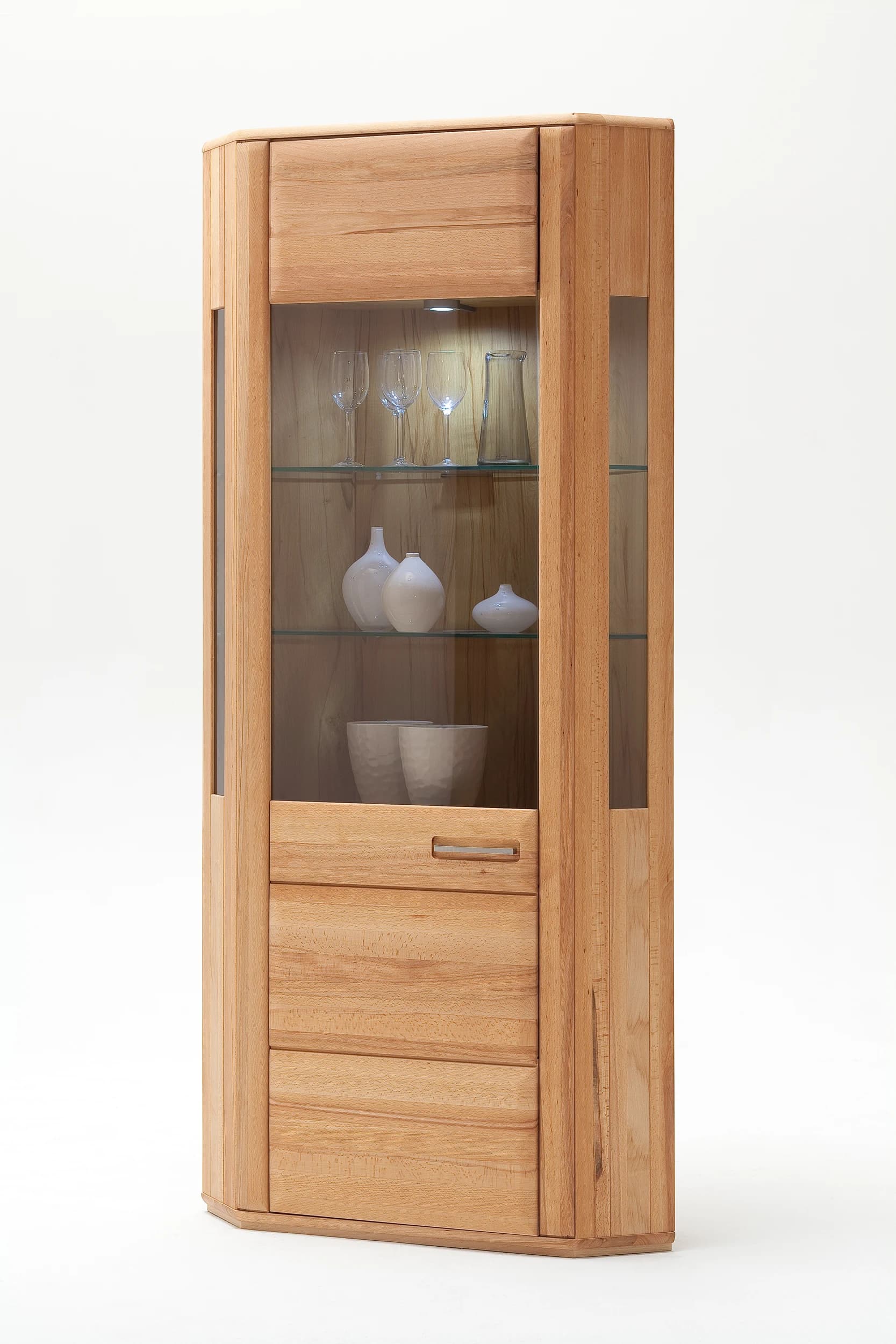 Eckvitrine - Kernbuche teilmassiv