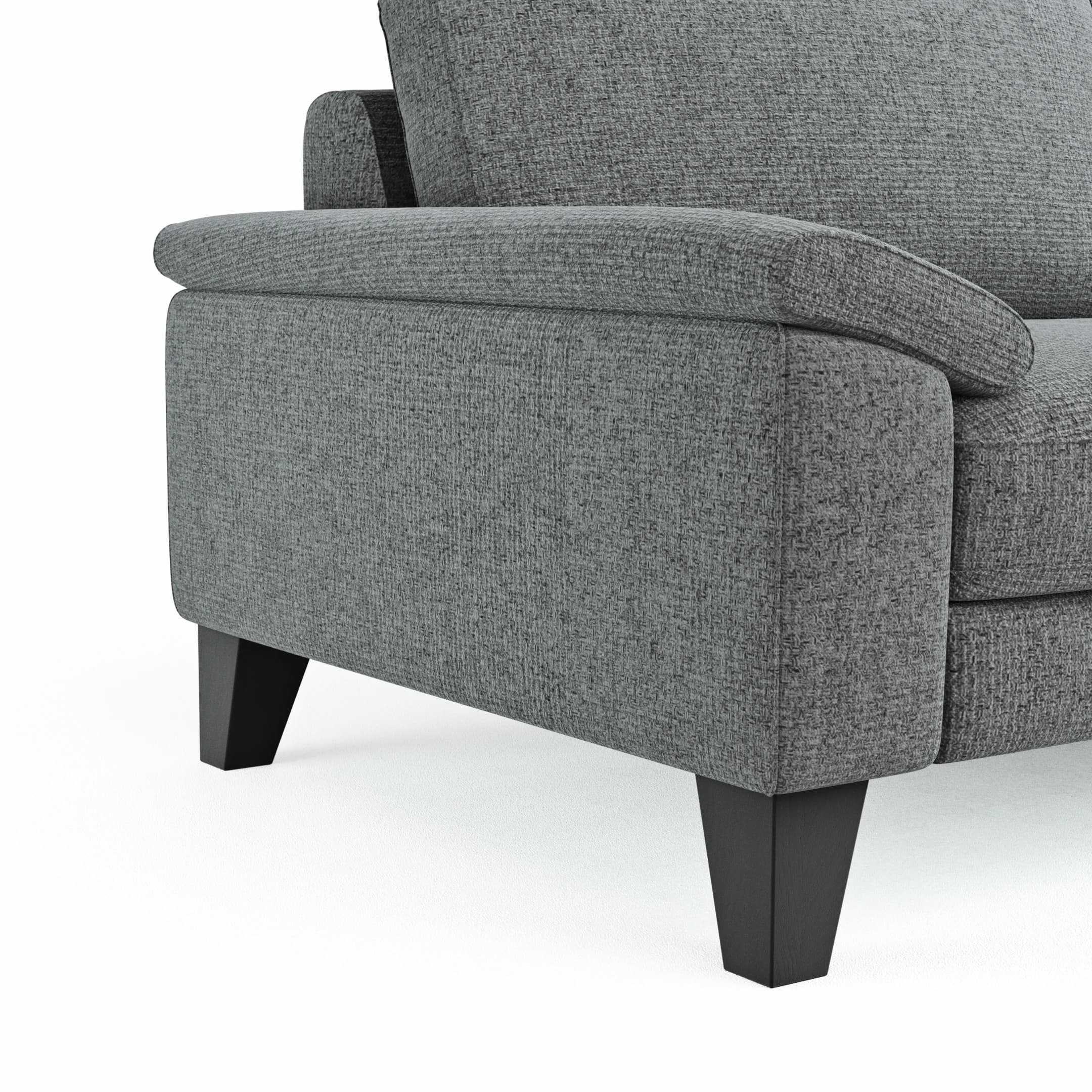 Ecksofa Oviedo - 2,5-Sitzer mit Ecke rechts inkl. Drehsitz, Stoff, Grau