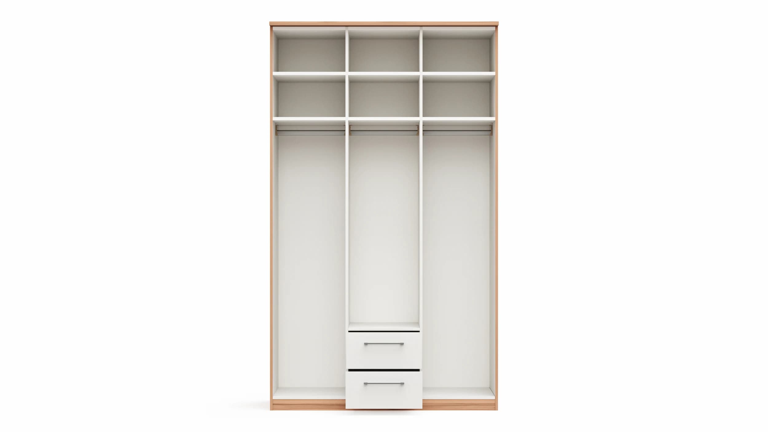 Drehtürenschrank Viana - B. ca. 136 cm, Furnier, Kernbuche, Weiß