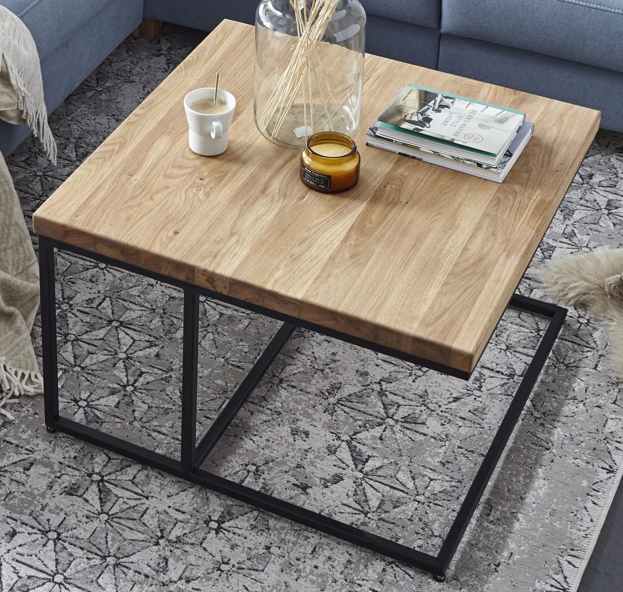 Couchtisch Farmingdale - LBH ca. 75x75x47 cm, Eiche massiv, legno