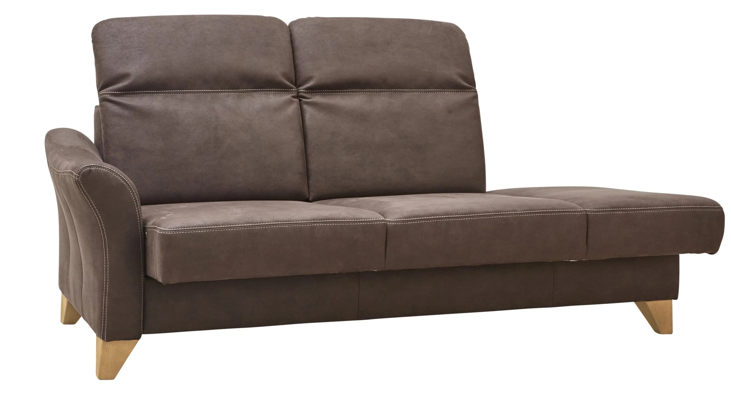 Sofa Canterbury - Recamiere links inkl. Kopfteil verstellbar und Sitzvorzug (motorisch), Stoff, Dunkelbraun