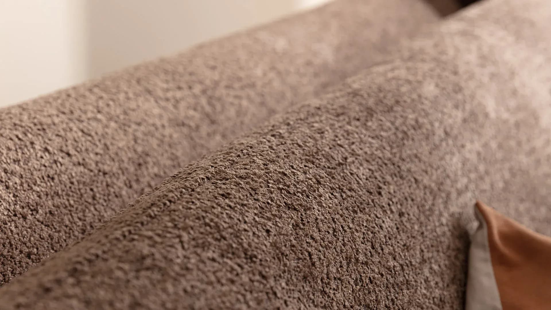 Ecksofa Karasu - 3-Sitzer mit Ottomane rechts, Stoff, Taupe