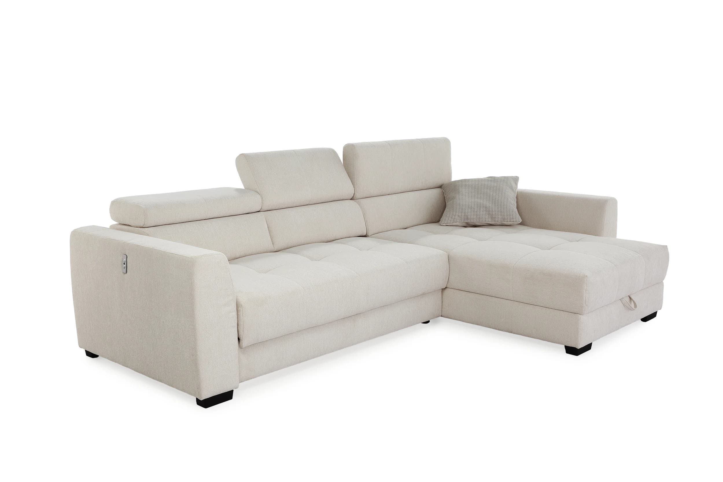 Ecksofa - 2-Sitzer, Ecke rechts, Stoff, Beige
