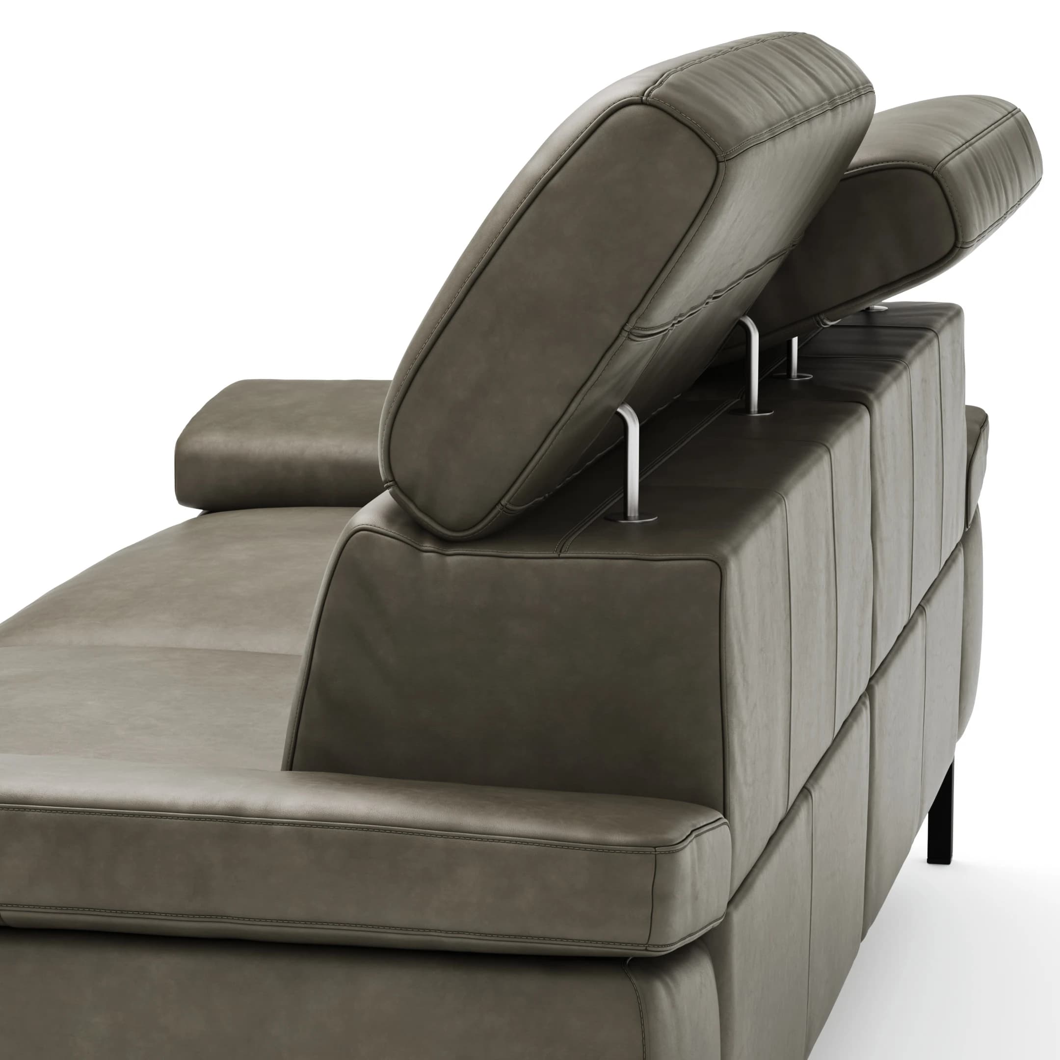Sofa Hudson - 3-Sitzer, inkl. Relaxfunktion (motorisch) und Kopfteil/Armlehnen verstellbar, Leder, Braungrün