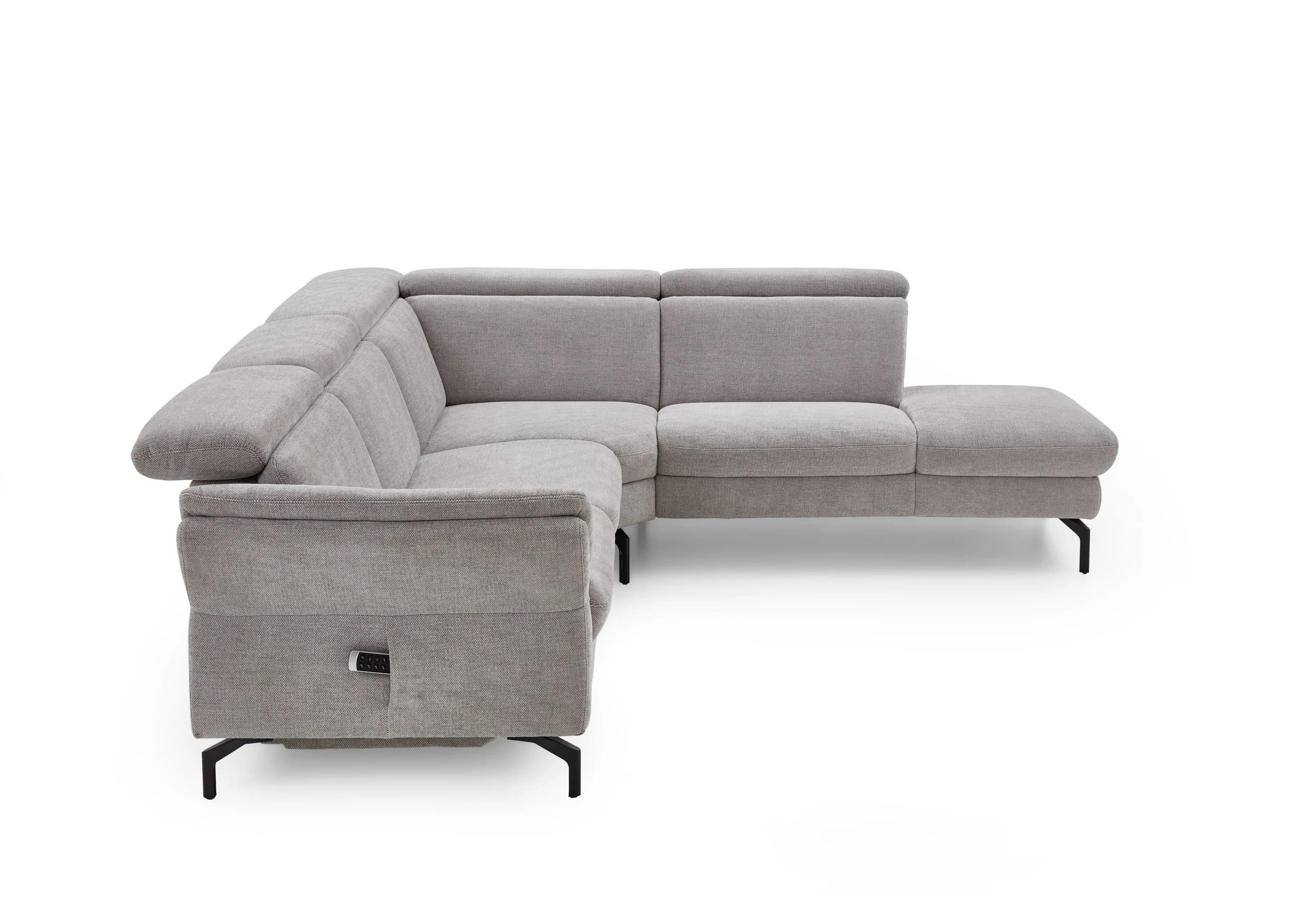 Ecksofa - 2-Sitzer mit Ecke rechts, Stoff, Silbergrau
