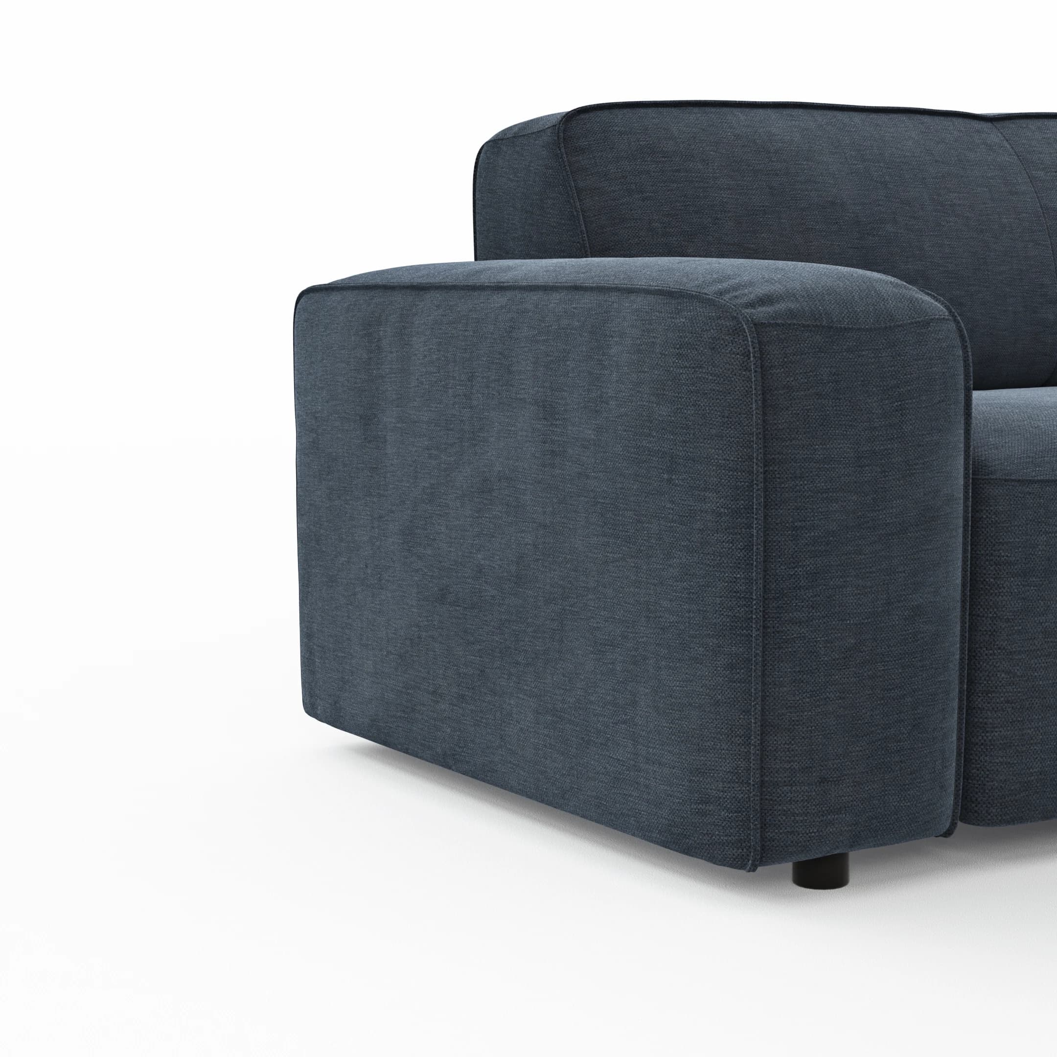 Ecksofa Denver - 2-Sitzer mit Longchair rechts, Stoff, Blau