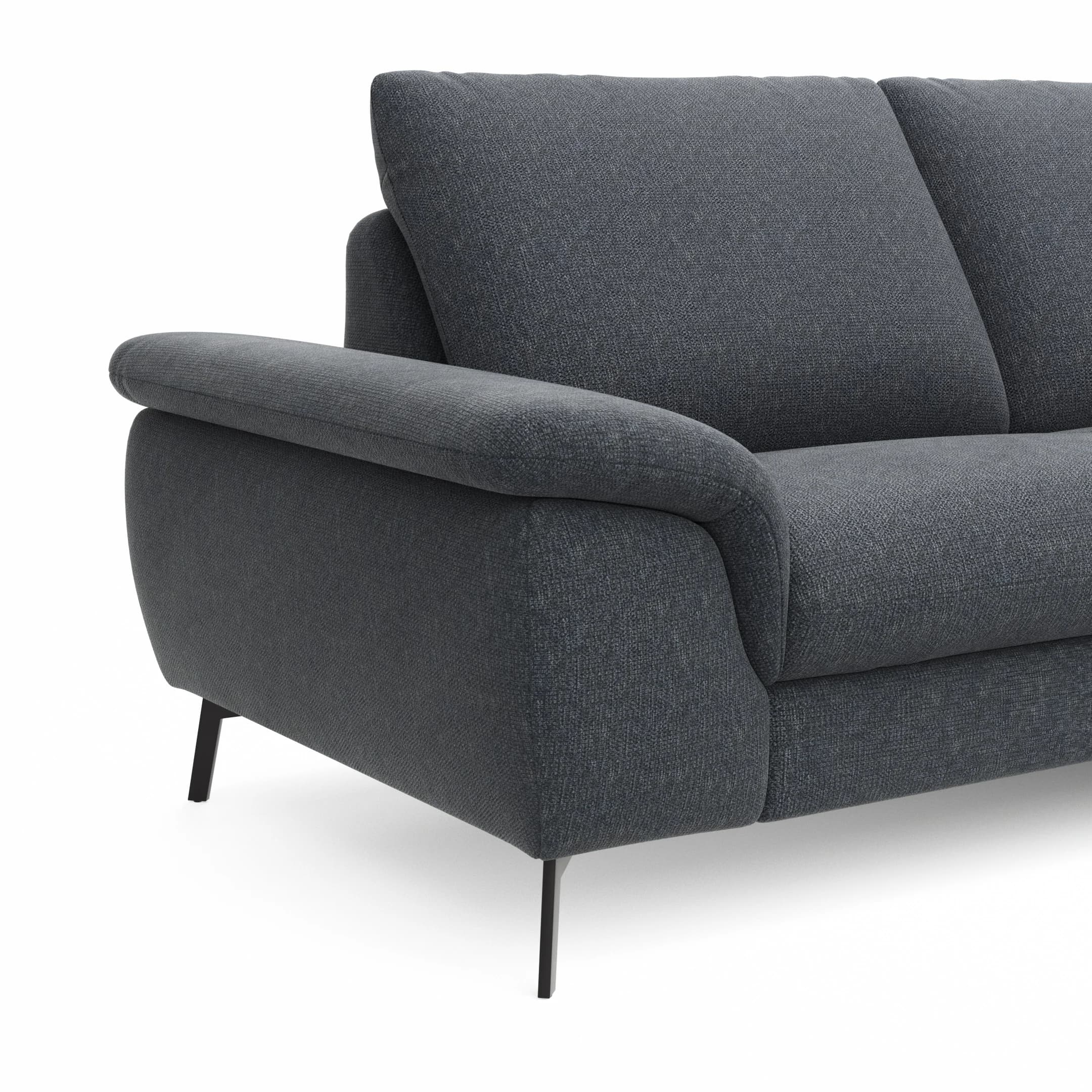 Ecksofa Gotera - 1,5-Sitzer med. + 1,5-Sitzer med. mit Longchair rechts inkl. Rückenlehne verstellbar, Stoff, Anthrazit