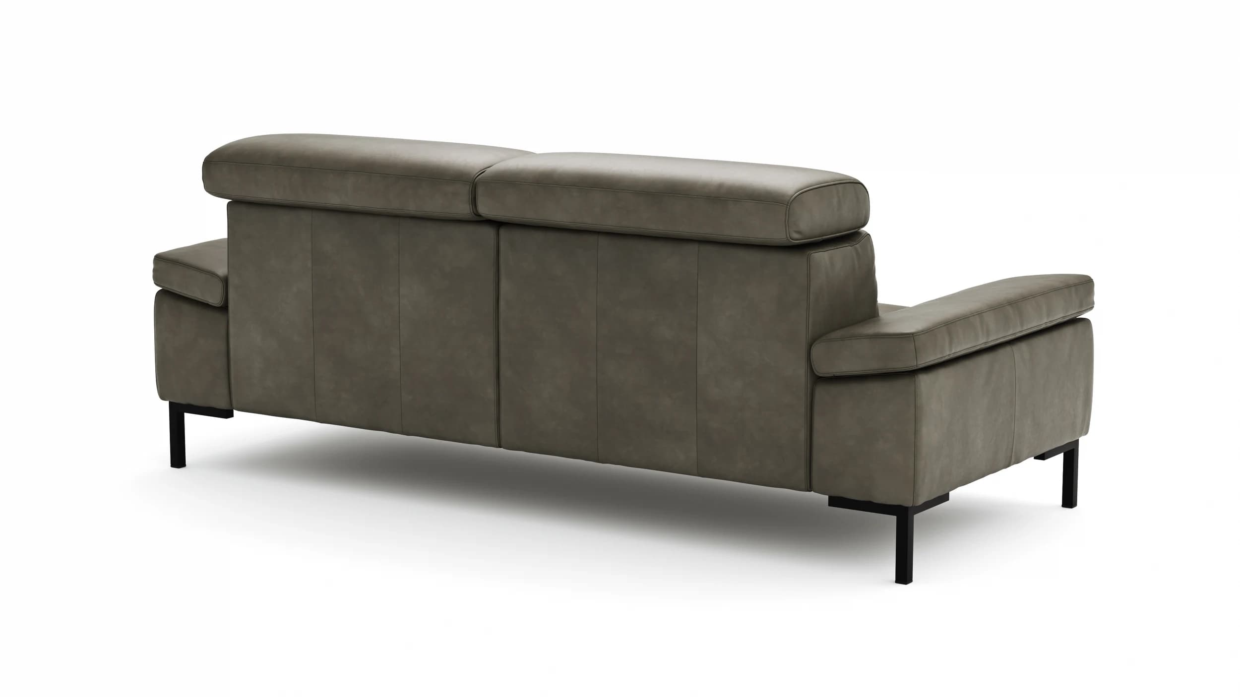 Sofa Hudson - 3-Sitzer, inkl. Kopfteil verstellbar, Leder, Braungrün