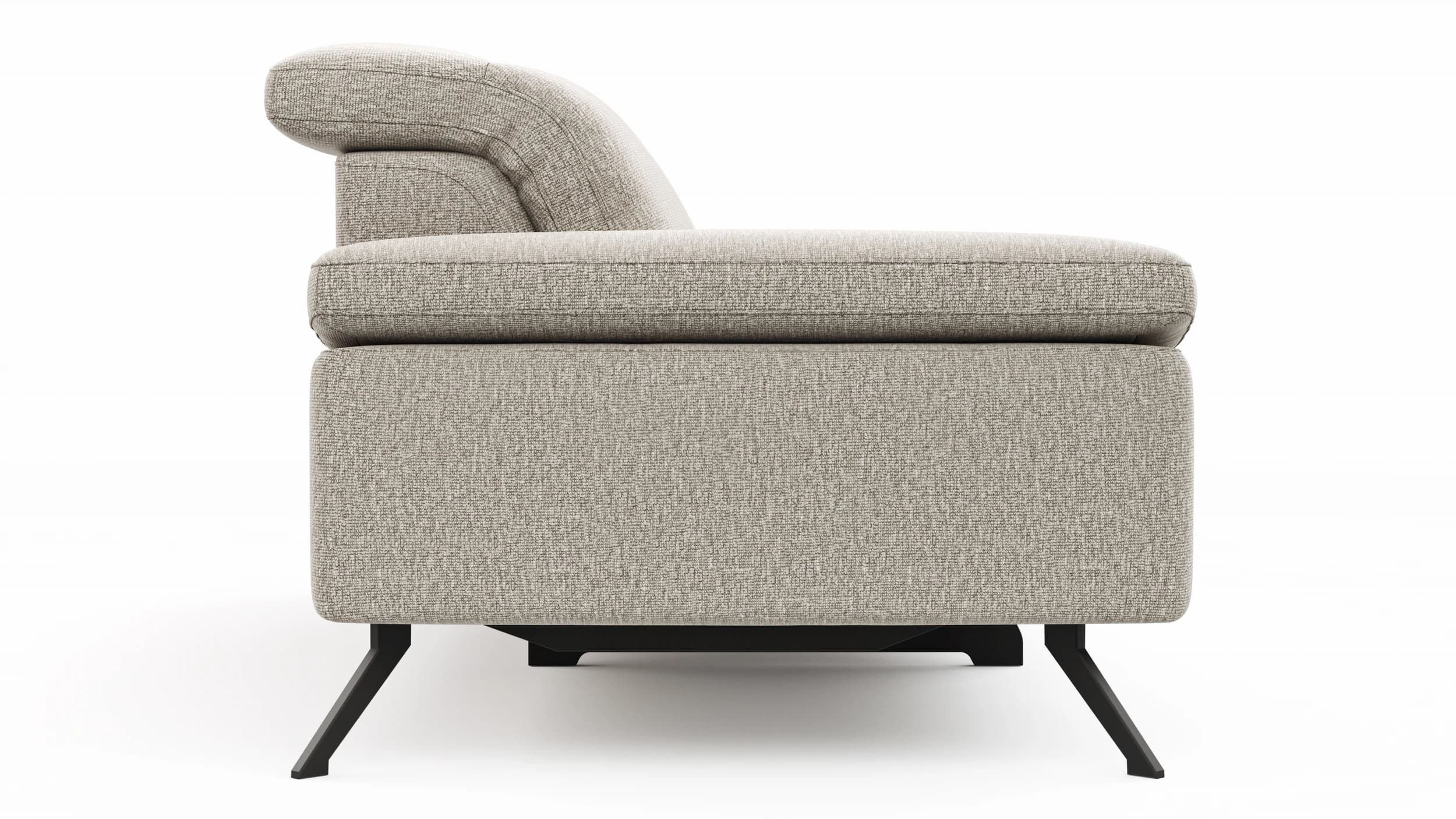 Sofa Rafaela 2.0 - 2,5-Sitzer inkl. 1x Relaxfunktion und Kopfteile verstellbar, Stoff, Champagner