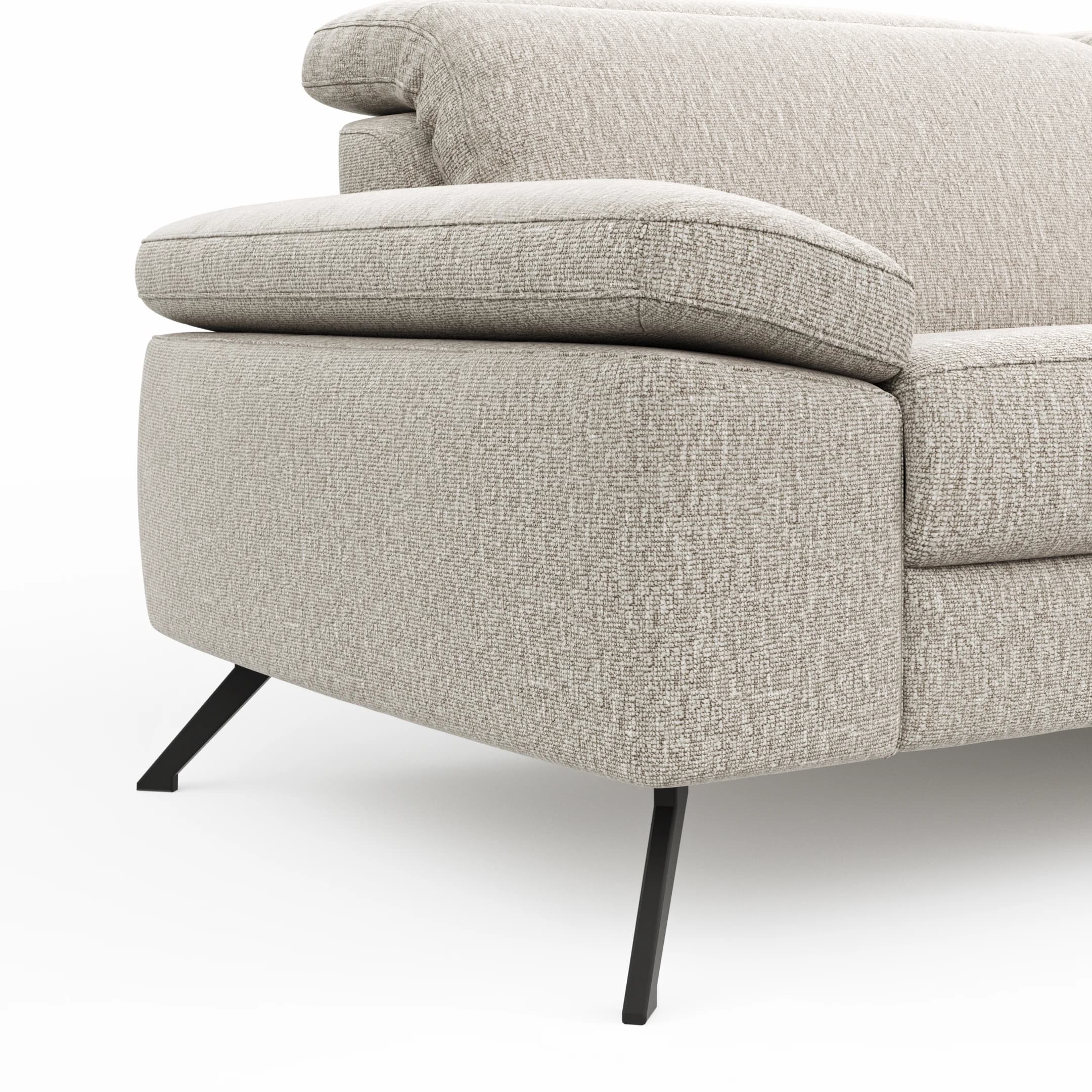 Sofa Rafaela 2.0 - 3-Sitzer inkl. Kopfteil verstellbar, Stoff, Champagner