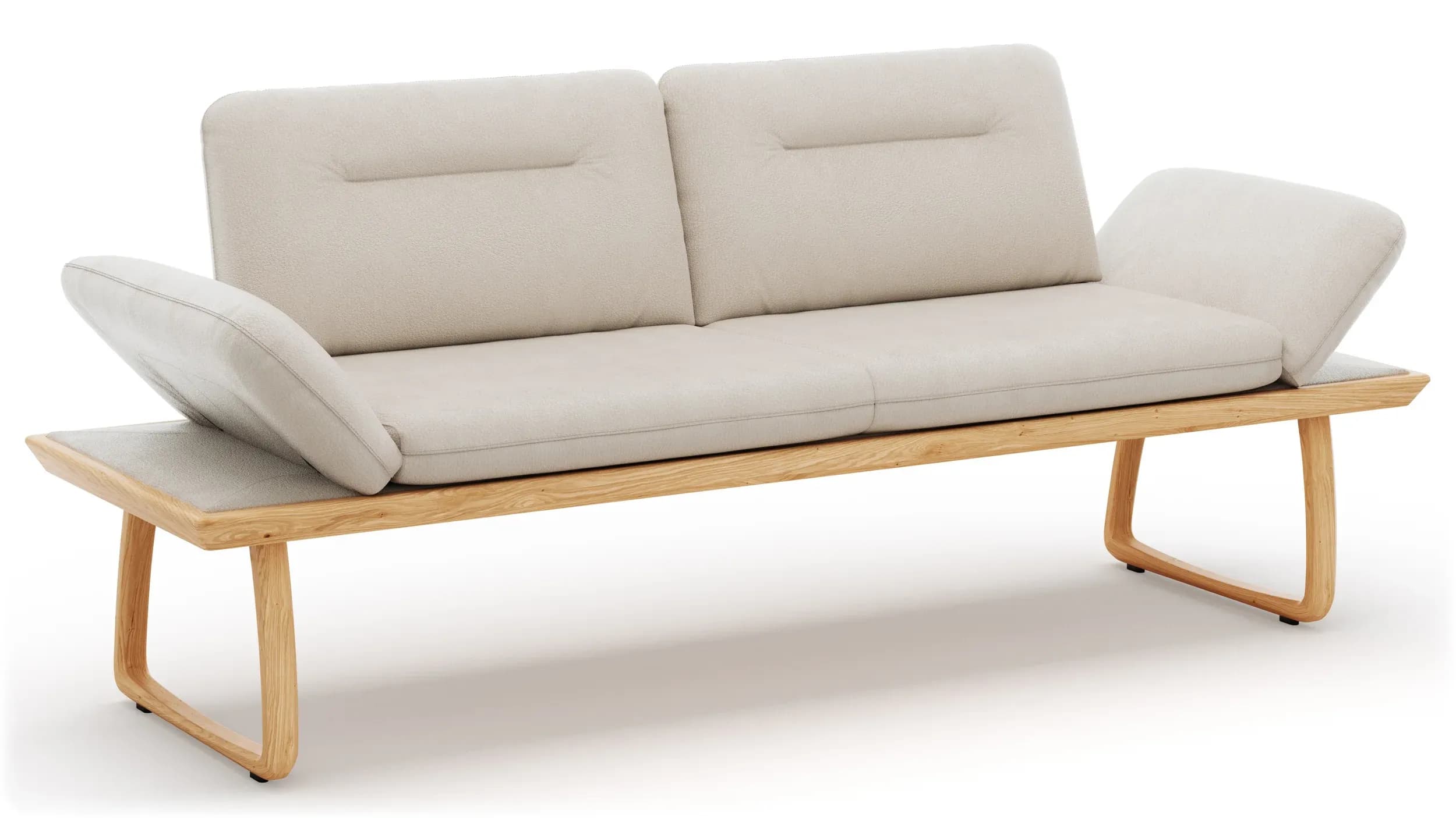 Bank Kamari - Breite ca. 208cm, Seitenteile verstellbar, Leder, Kitt