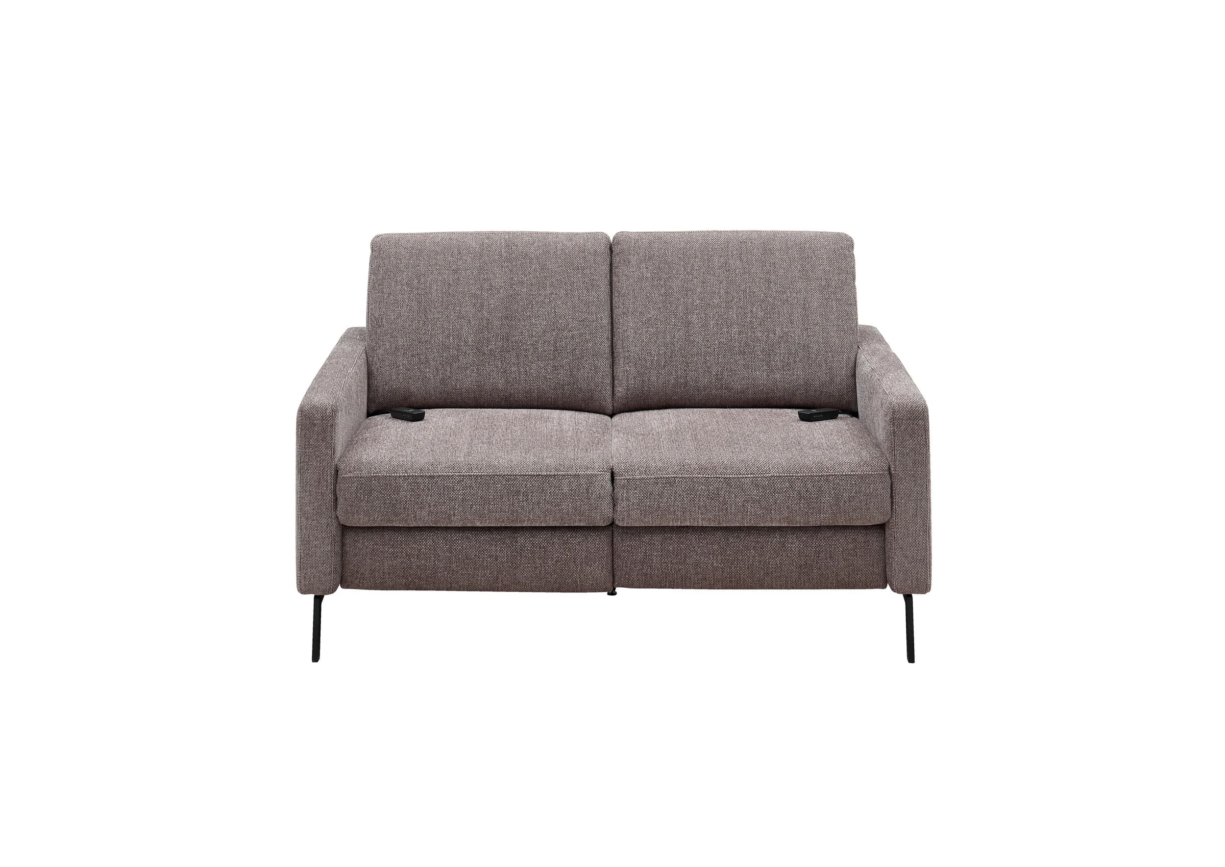 Sofa - 2-Sitzer, Relaxfunktion motorisch, Stoff, Braun