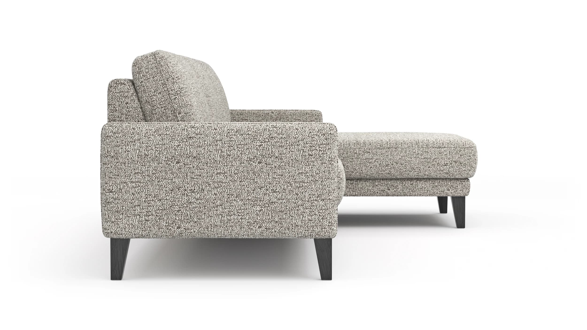 Ecksofa Matero - 2,5-Sitzer mit Longchair rechts, Stoff, Graubeige
